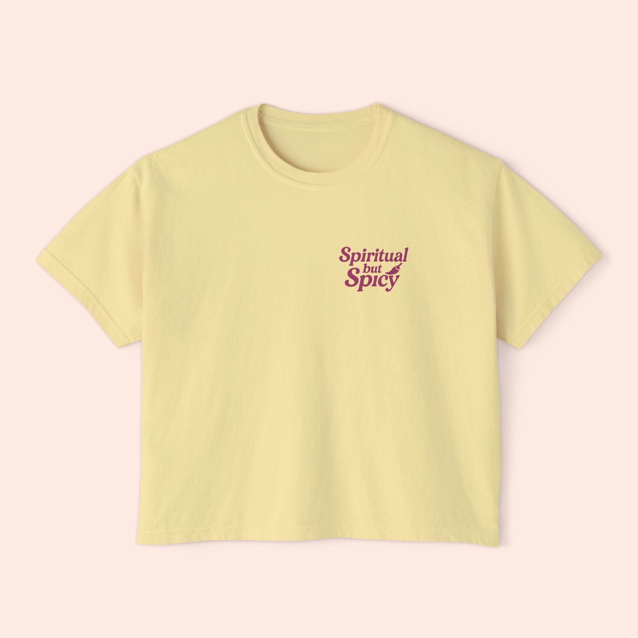 Spiritual but Spicy – Retro Mini Print Boxy T-Shirt