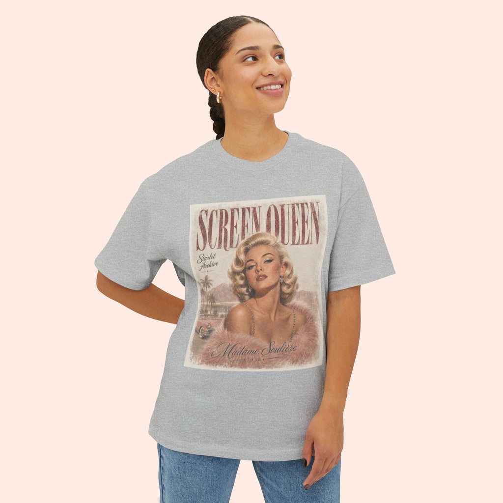Screen Queen Long Boxy Shirt – Vintage 1950s Palm Springs Graphic Tee