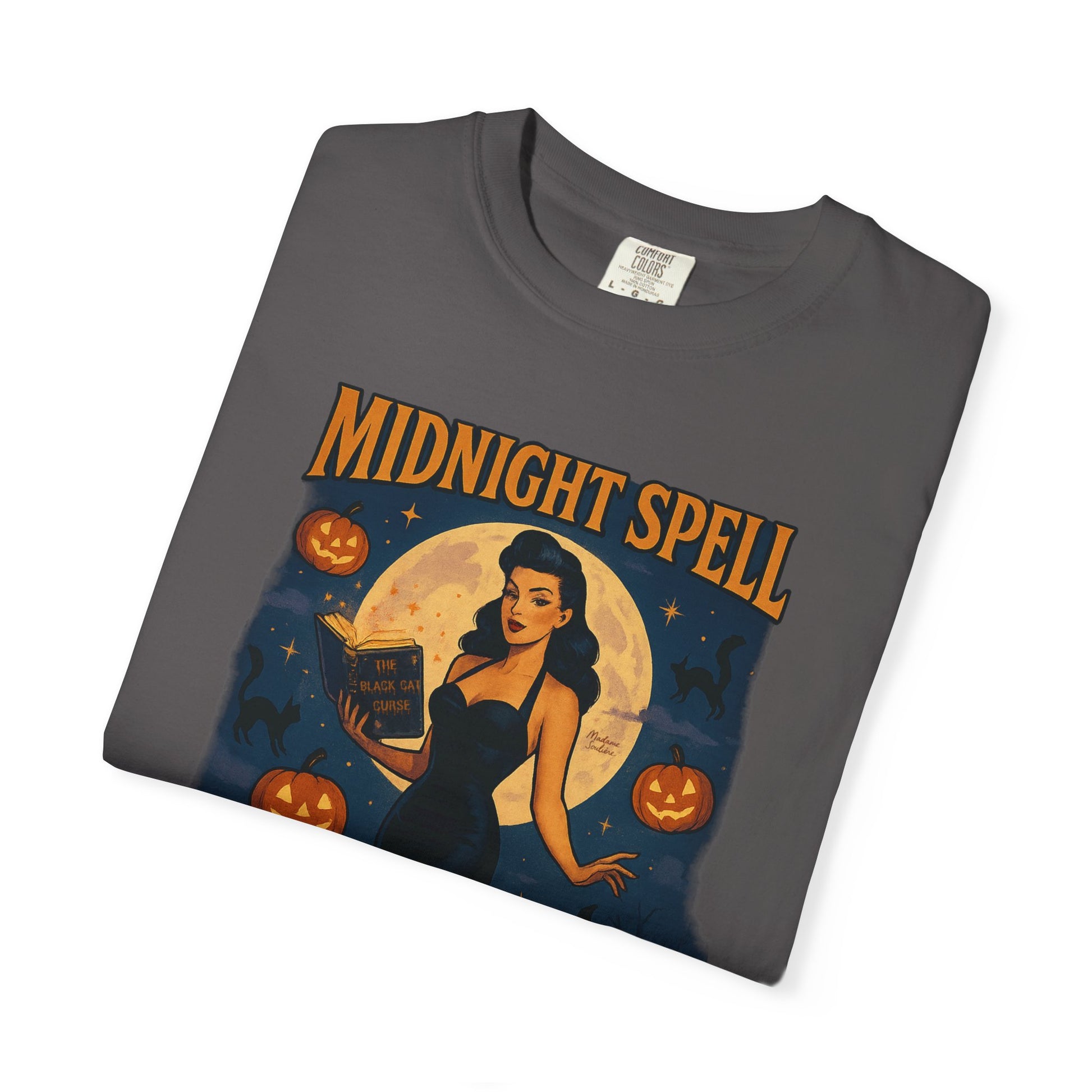 Midnight Spell Halloween Unisex T-Shirt – Retro Witch Graphic Tee, Vintage Spooky Horror Top, Scary Season Shirt - Madame Soulière