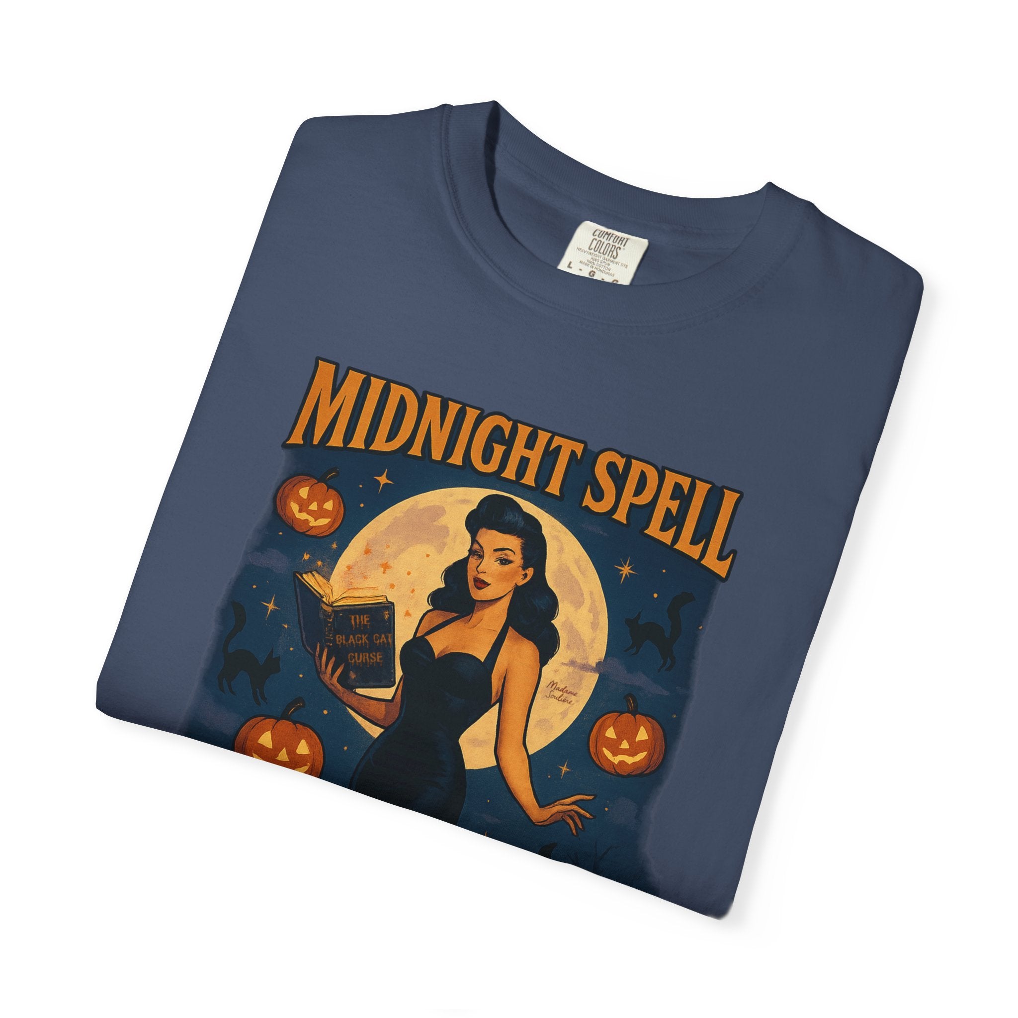 Midnight Spell – Retro Pin-Up Witch Unisex Halloween T-Shirt