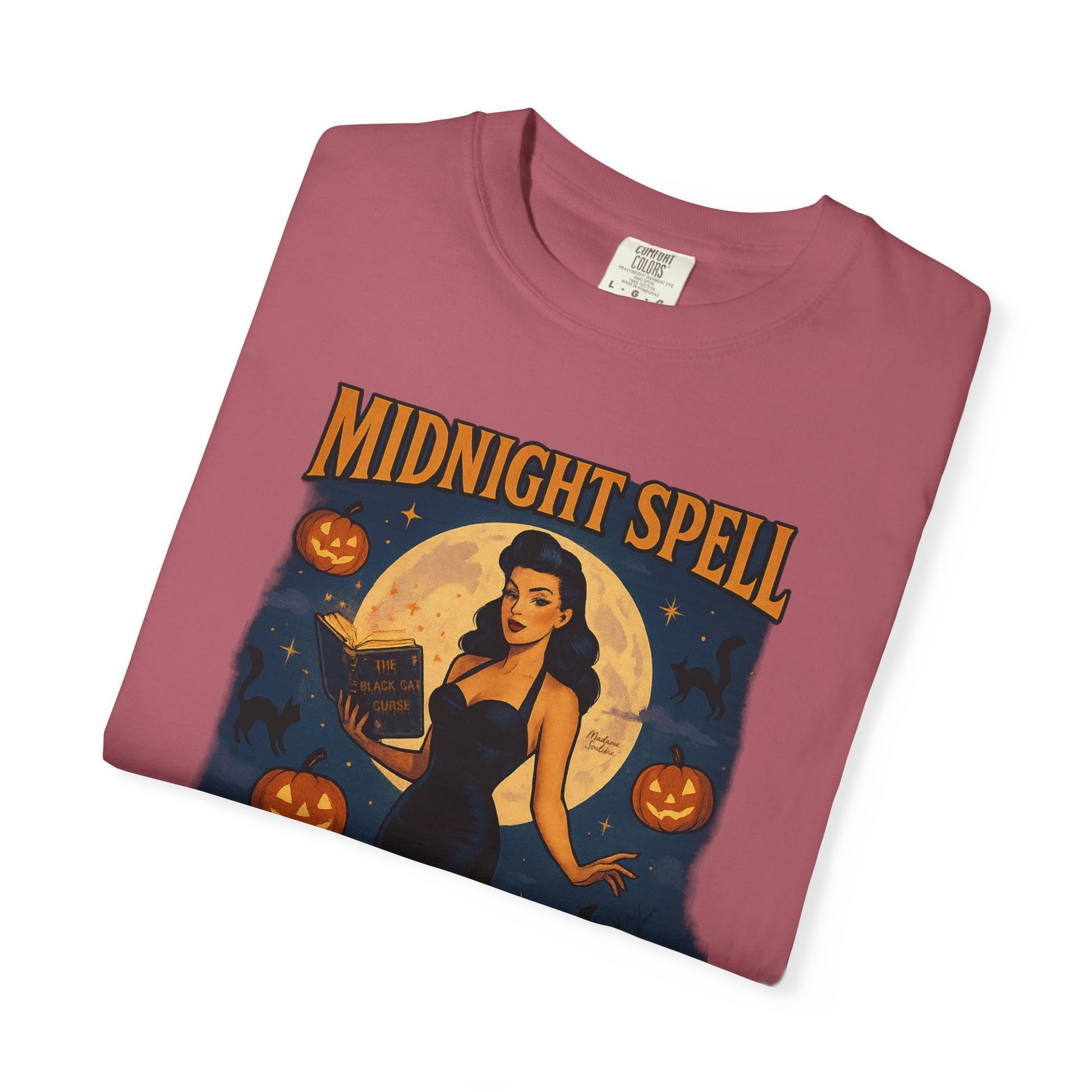 Midnight Spell Halloween Unisex T-Shirt – Retro Witch Graphic Tee, Vintage Spooky Horror Top, Scary Season Shirt - Madame Soulière