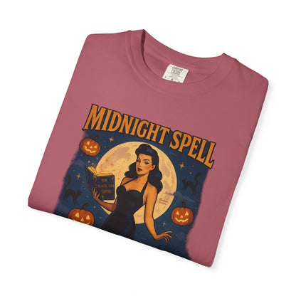 Midnight Spell Halloween Unisex T-Shirt – Retro Witch Graphic Tee, Vintage Spooky Horror Top, Scary Season Shirt - Madame Soulière