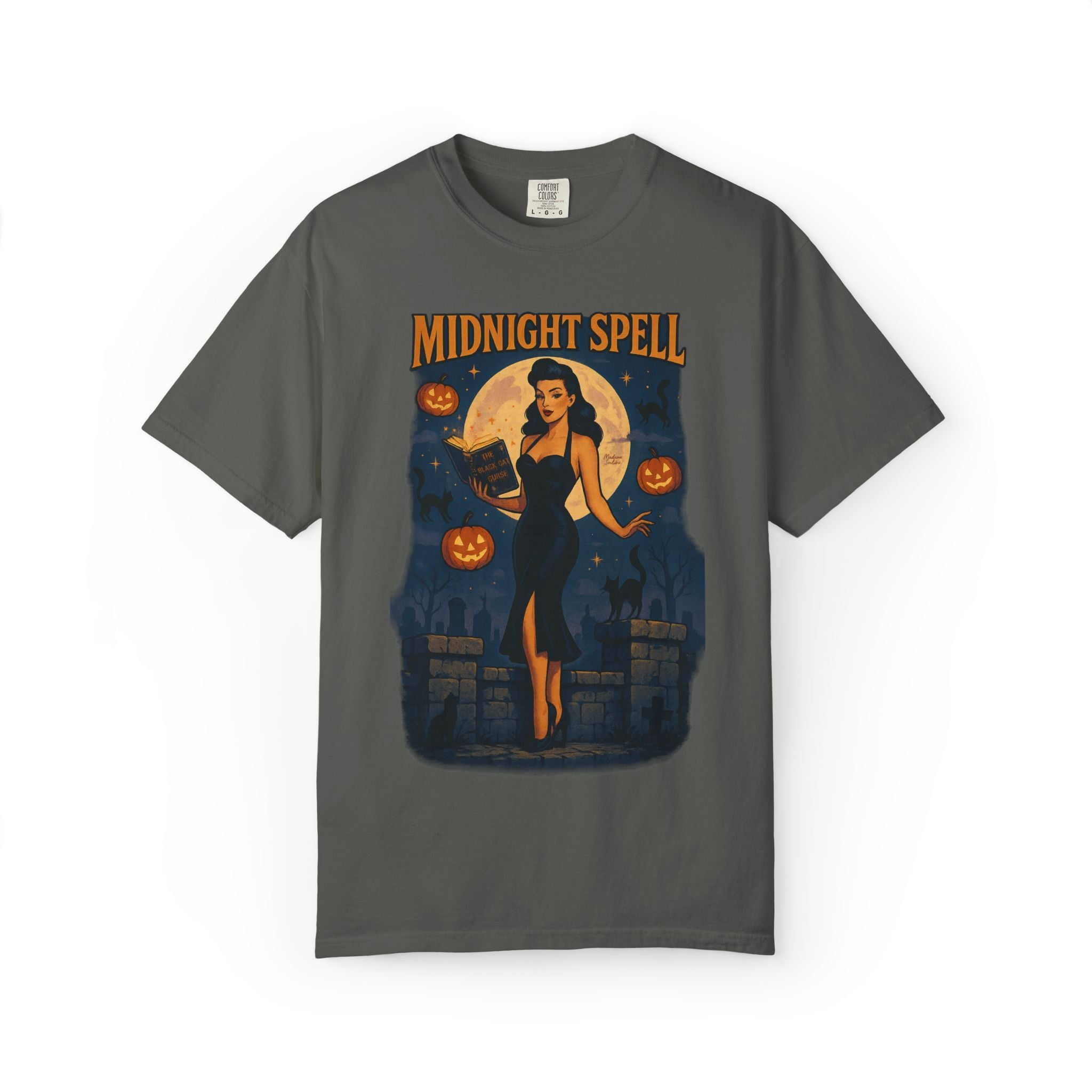 Midnight Spell – Retro Pin-Up Witch Unisex Halloween T-Shirt