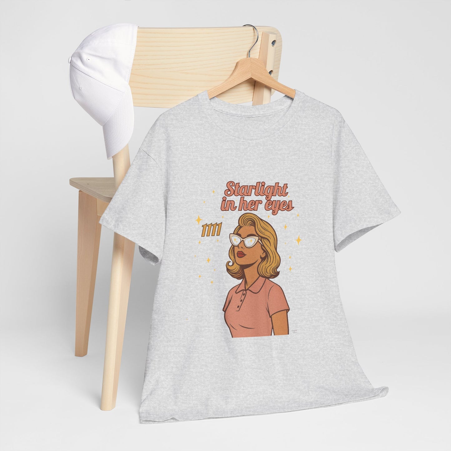 Starlight in Her Eyes – 1111 Angel Number Retro T-Shirt | Unisex Spiritual Vintage Tee - Madame Soulière