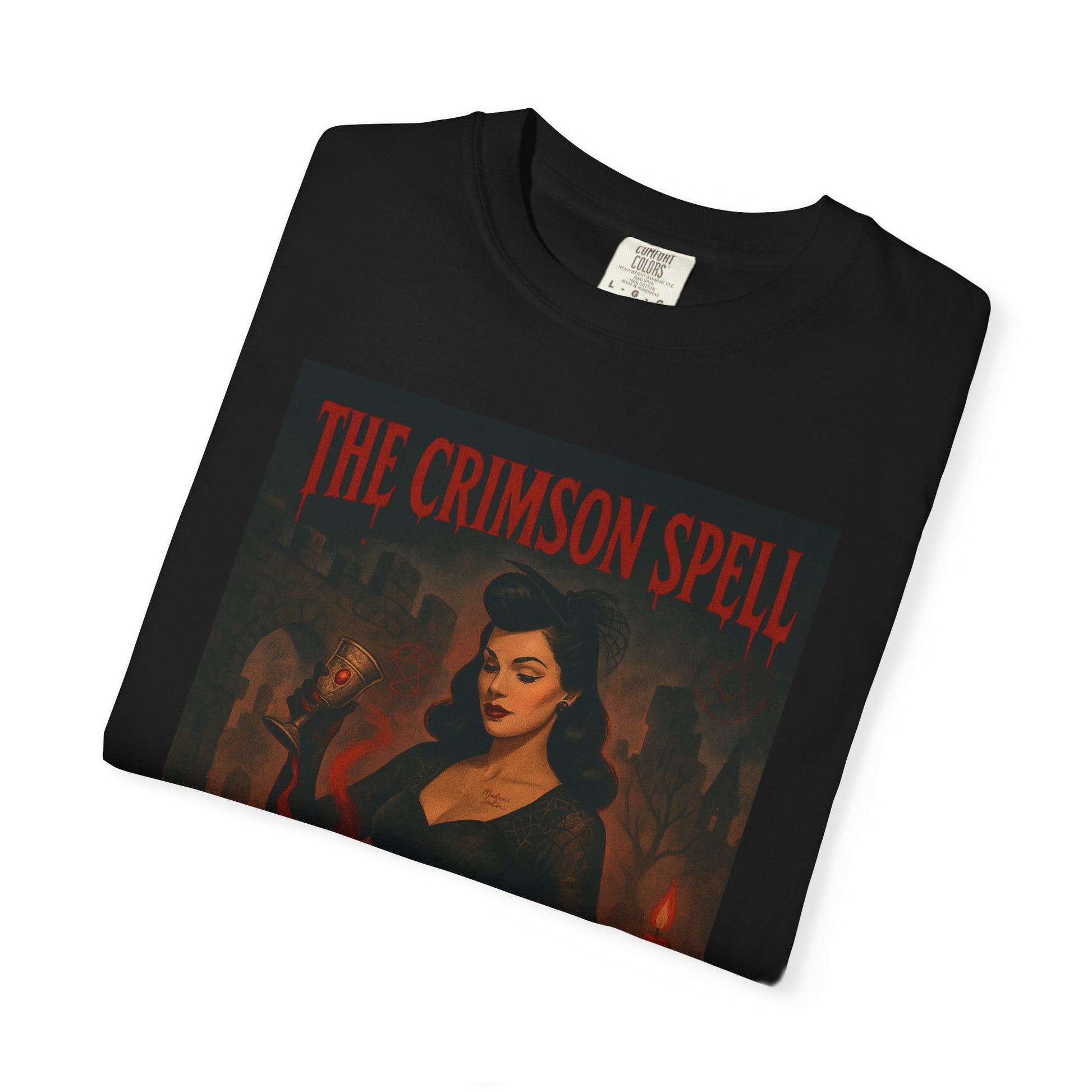 The Crimson Spell Halloween Unisex T-Shirt – Retro Witch Graphic Tee, Vintage Horror Spooky Top,  Scary Season Shirt - Madame Soulière