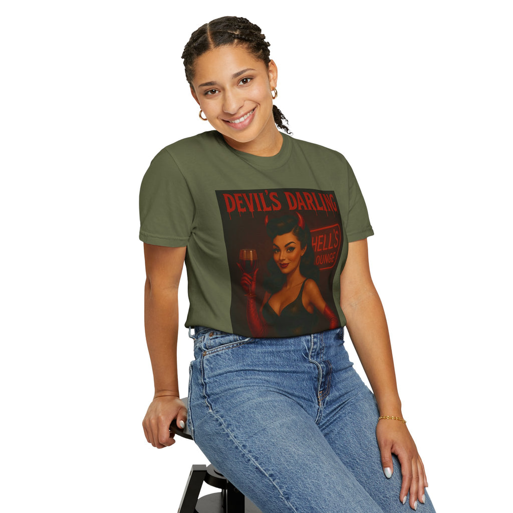 Devil’s Darling – Retro Pin-Up Devil Unisex T-Shirt