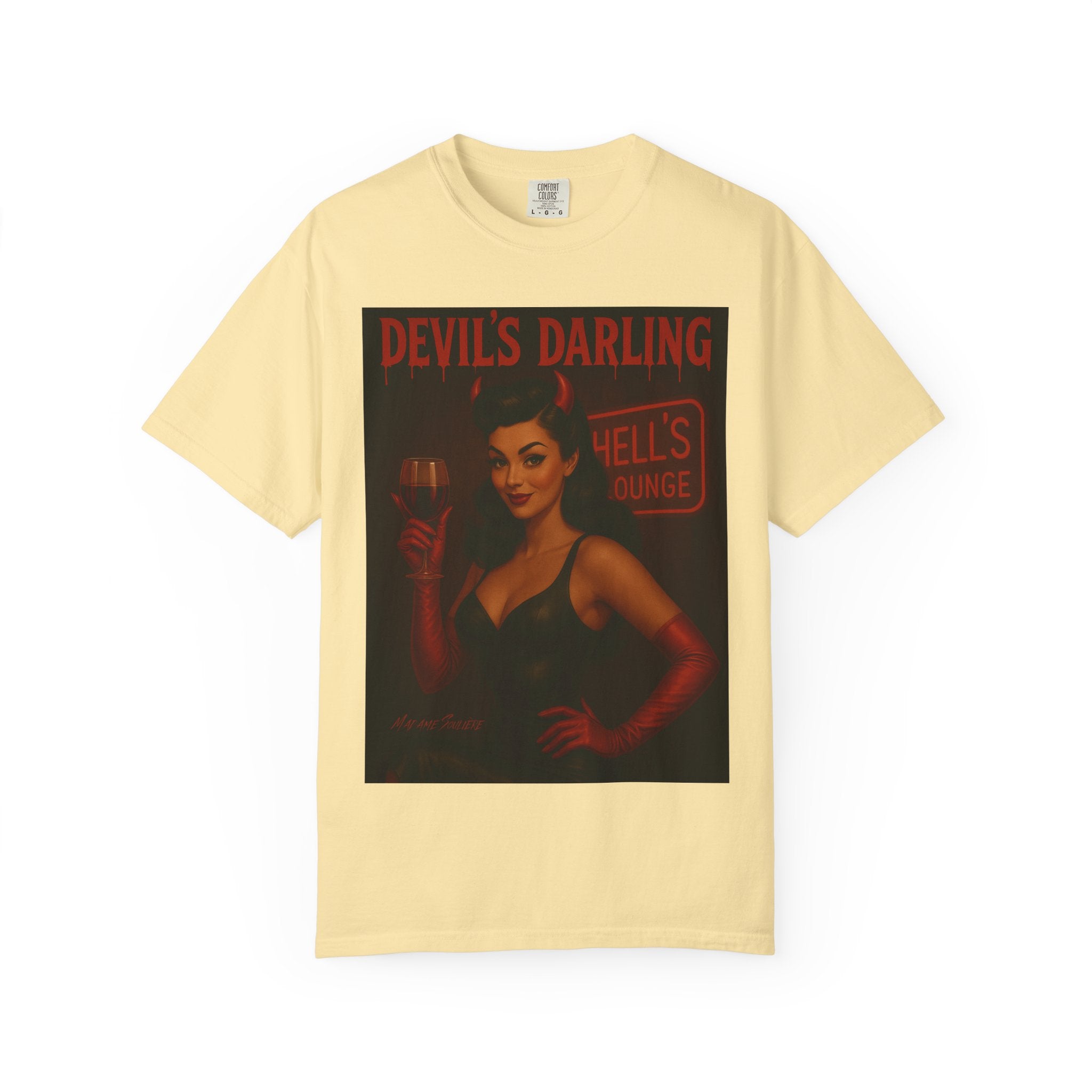 Devil’s Darling – Retro Pin-Up Devil Unisex T-Shirt