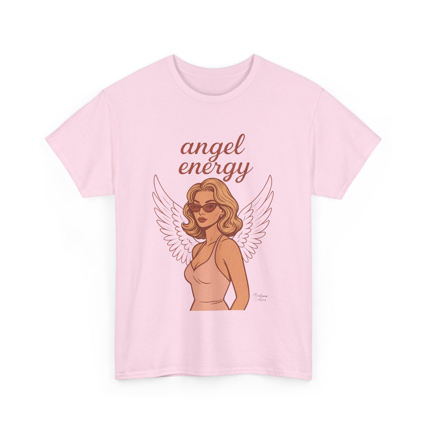 Angel Energy Unisex T-Shirt – Vintage Retro Graphic Tee, Spiritual Pin Up Shirt, Feminine Aesthetic Empowerment Top - Madame Soulière