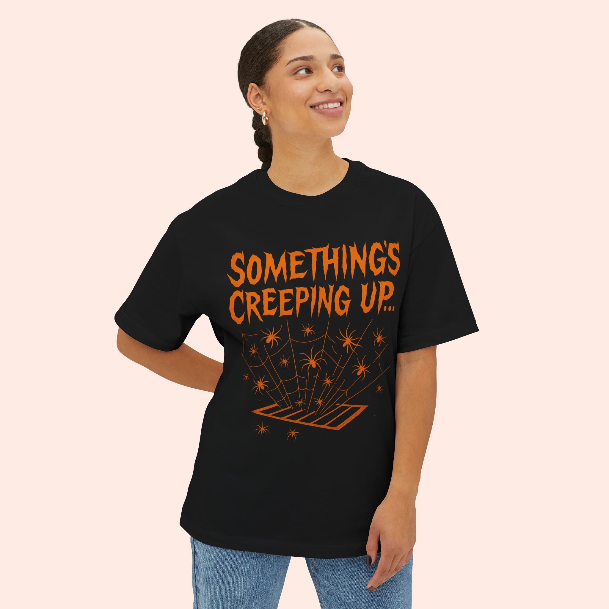Something’s Creeping Up… – Vintage Horror Long Boxy T-Shirt