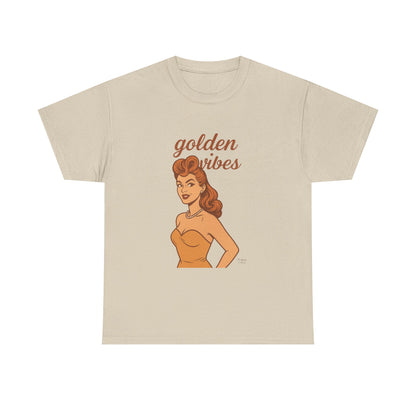Golden Vibes – Retro Pin-Up Graphic Tee | Unisex Vintage Aesthetic T-Shirt - Madame Soulière