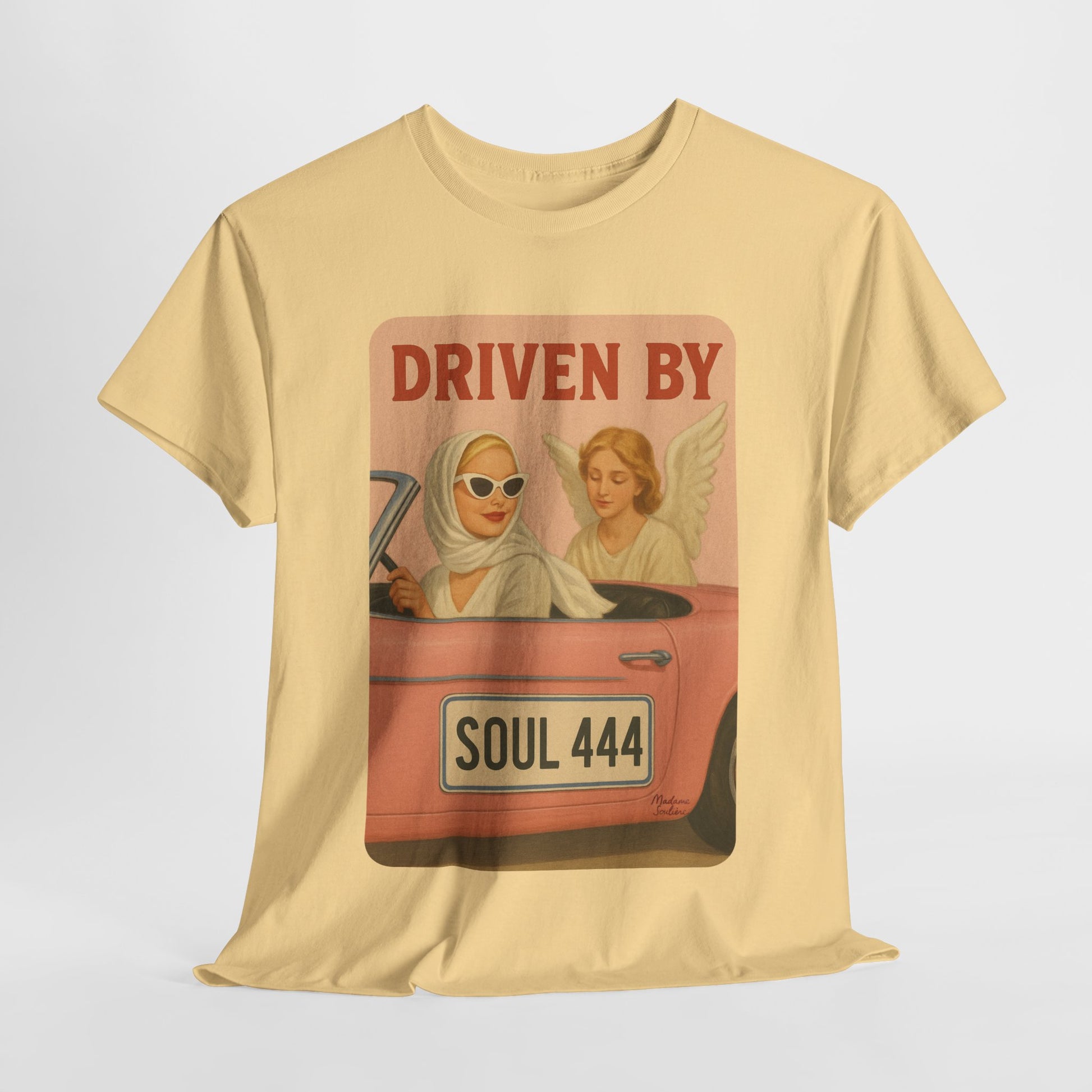 Driven by Soul 444 – Angel Number Retro Graphic Tee | Unisex Vintage Empowerment Shirt - Madame Soulière