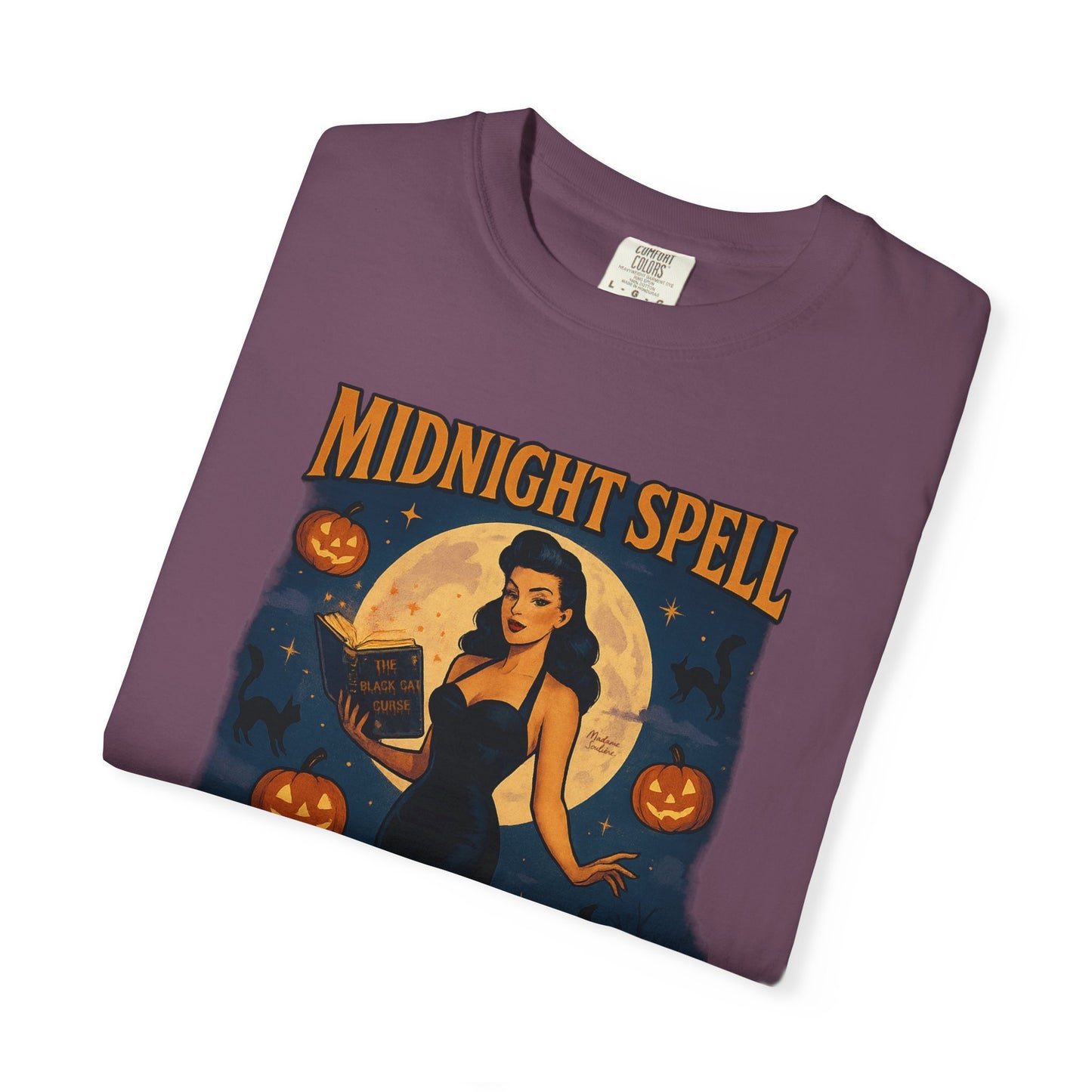 Midnight Spell Halloween Unisex T-Shirt – Retro Witch Graphic Tee, Vintage Spooky Horror Top, Scary Season Shirt - Madame Soulière
