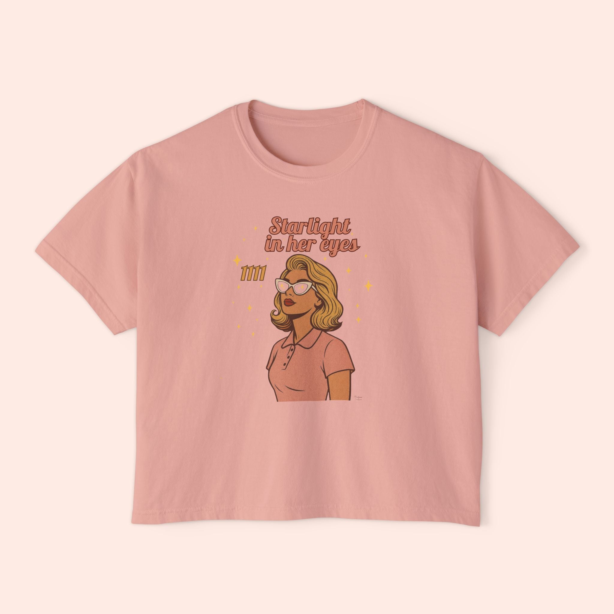 Starlight in Her Eyes 1111 – Retro Vintage Boxy T-Shirt