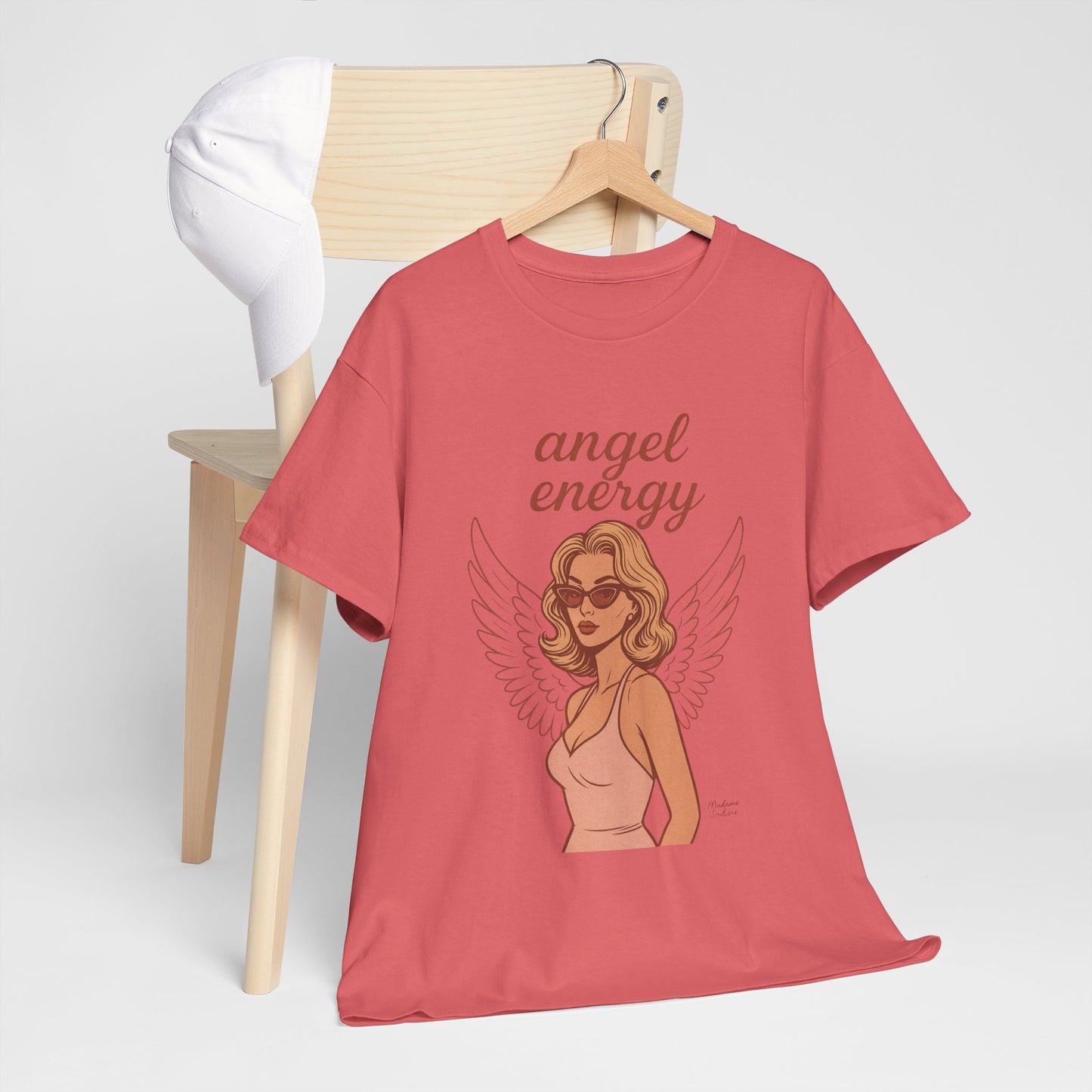 Angel Energy Unisex T-Shirt – Vintage Retro Graphic Tee, Spiritual Pin Up Shirt, Feminine Aesthetic Empowerment Top - Madame Soulière