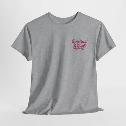 Spiritual but Spicy Unisex T-Shirt – Retro Mini Slogan Tee, Vintage Inspired Graphic Top, Feminine Statement Shirt - Madame Soulière