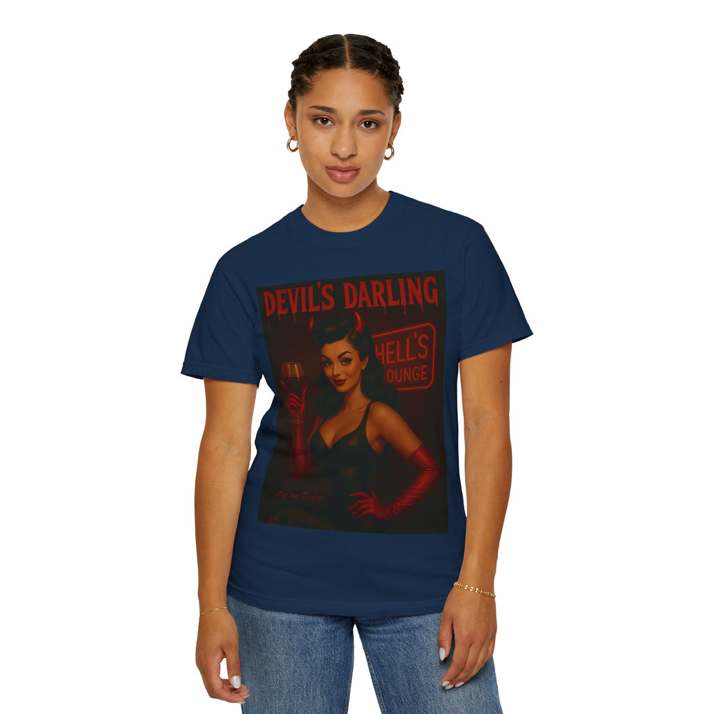 Devil’s Darling – Retro Pin-Up Devil Unisex T-Shirt