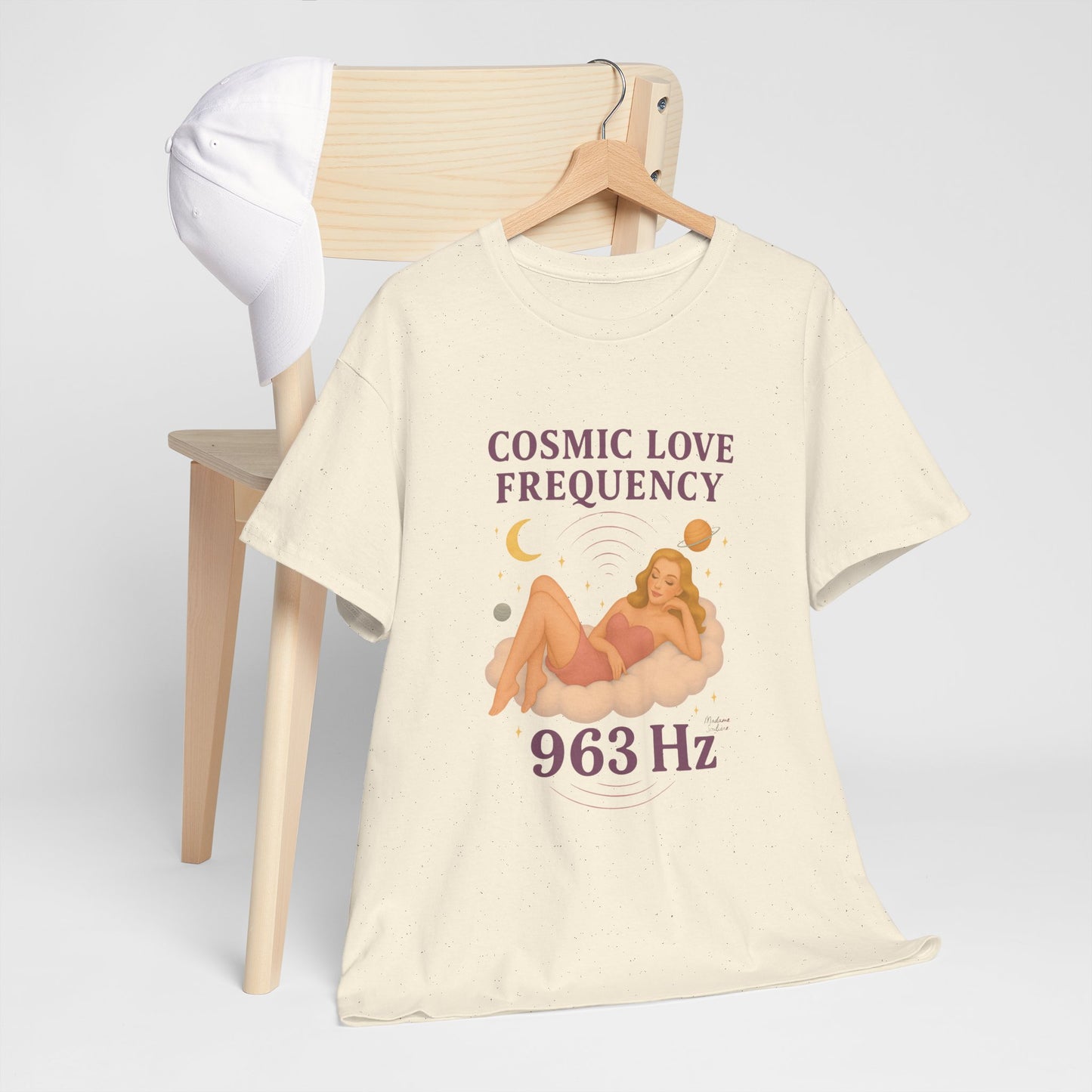 Cosmic Love Frequency 963 Hz Unisex T-Shirt – Retro Vintage Spiritual Graphic Tee, Angel Number Vibes, Feminine Pin Up Inspired Top - Madame Soulière