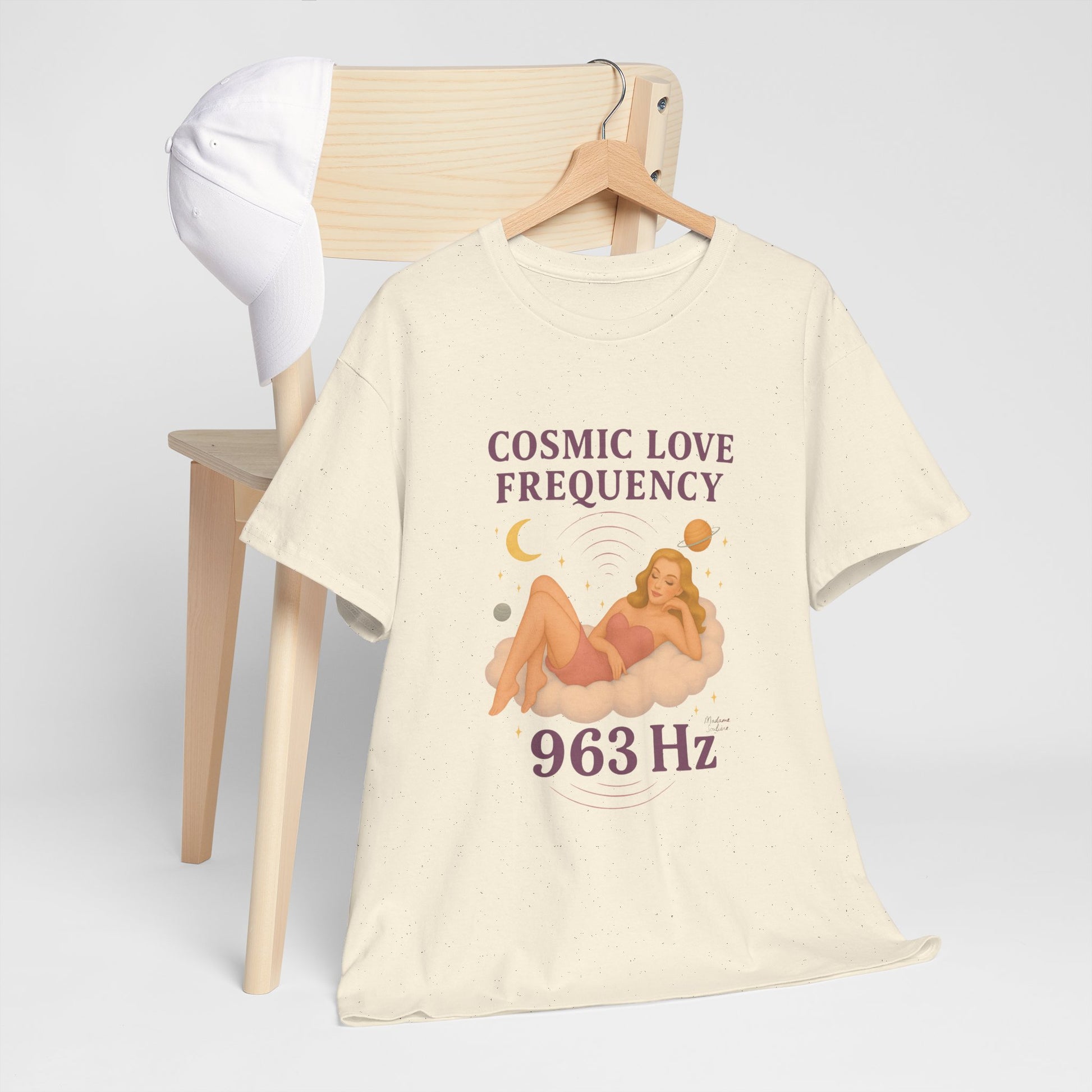 Cosmic Love Frequency 963 Hz Unisex T-Shirt – Retro Vintage Spiritual Graphic Tee, Angel Number Vibes, Feminine Pin Up Inspired Top - Madame Soulière