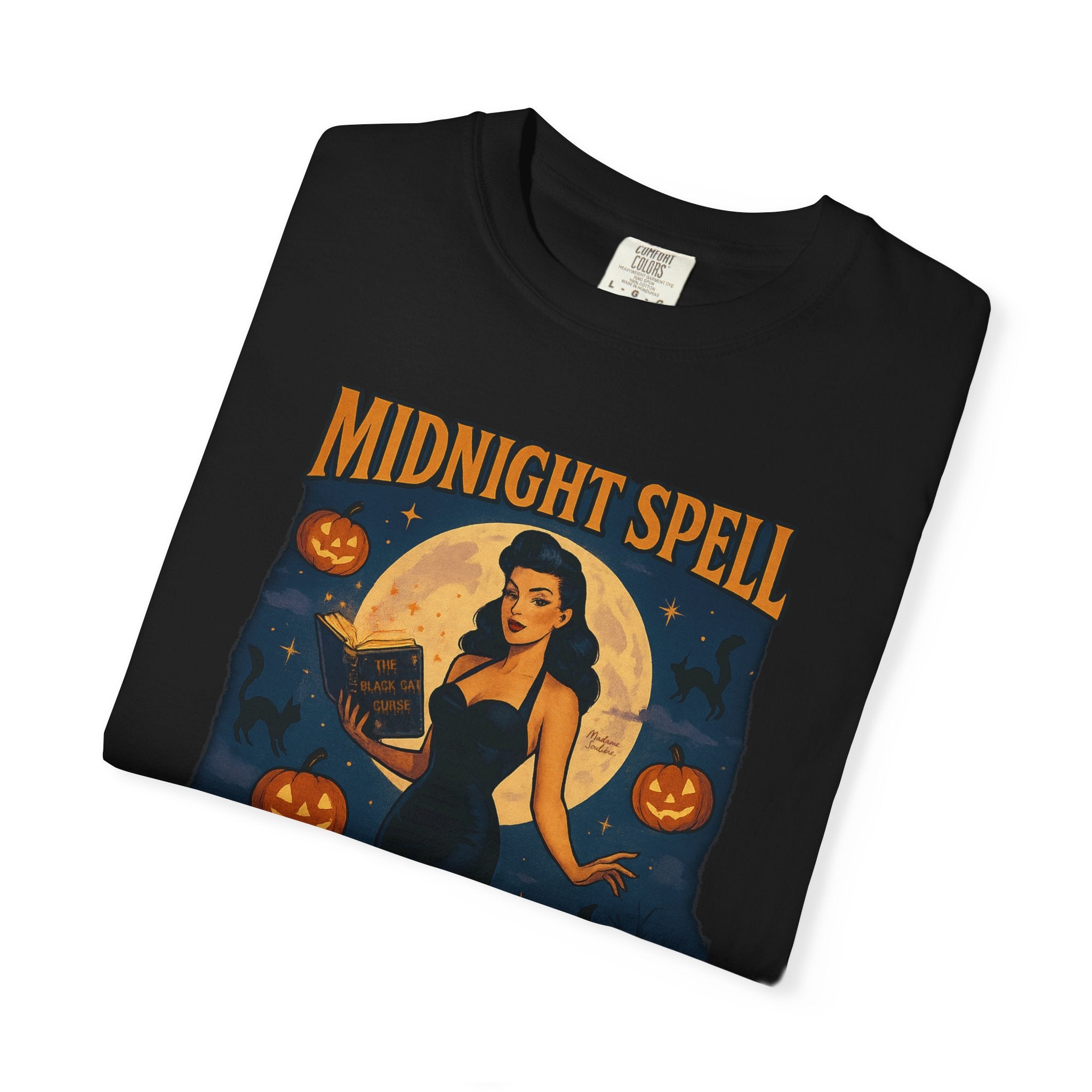 Midnight Spell – Retro Pin-Up Witch Unisex Halloween T-Shirt