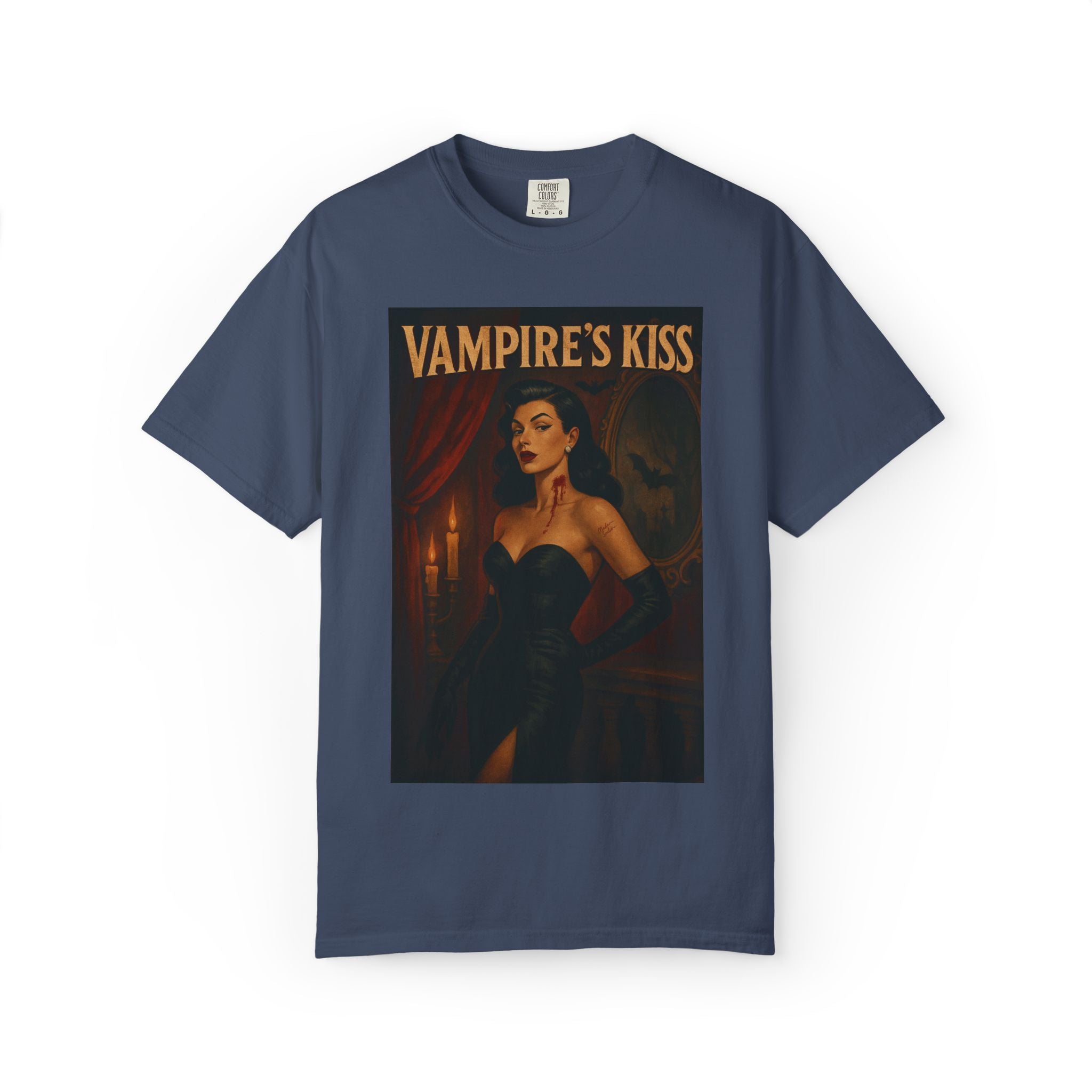 Vampire’s Kiss – Retro Pin-Up Vampire Unisex T-Shirt