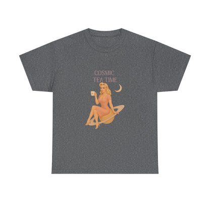 Cosmic Tea Time 111 Unisex T-Shirt – Retro Vintage Graphic Tee, Angel Number Shirt, Spiritual Pin Up Top, Unisex Cosmic Vibes Tee - Madame Soulière