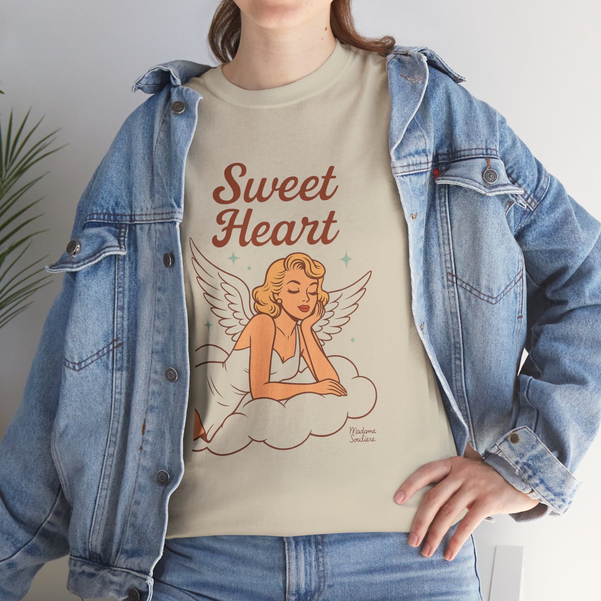 Sweet Heart Unisex T-Shirt – Retro Angel Graphic Tee, Vintage Pin Up Inspired Top, Feminine Heaven Sent Shirt - Madame Soulière