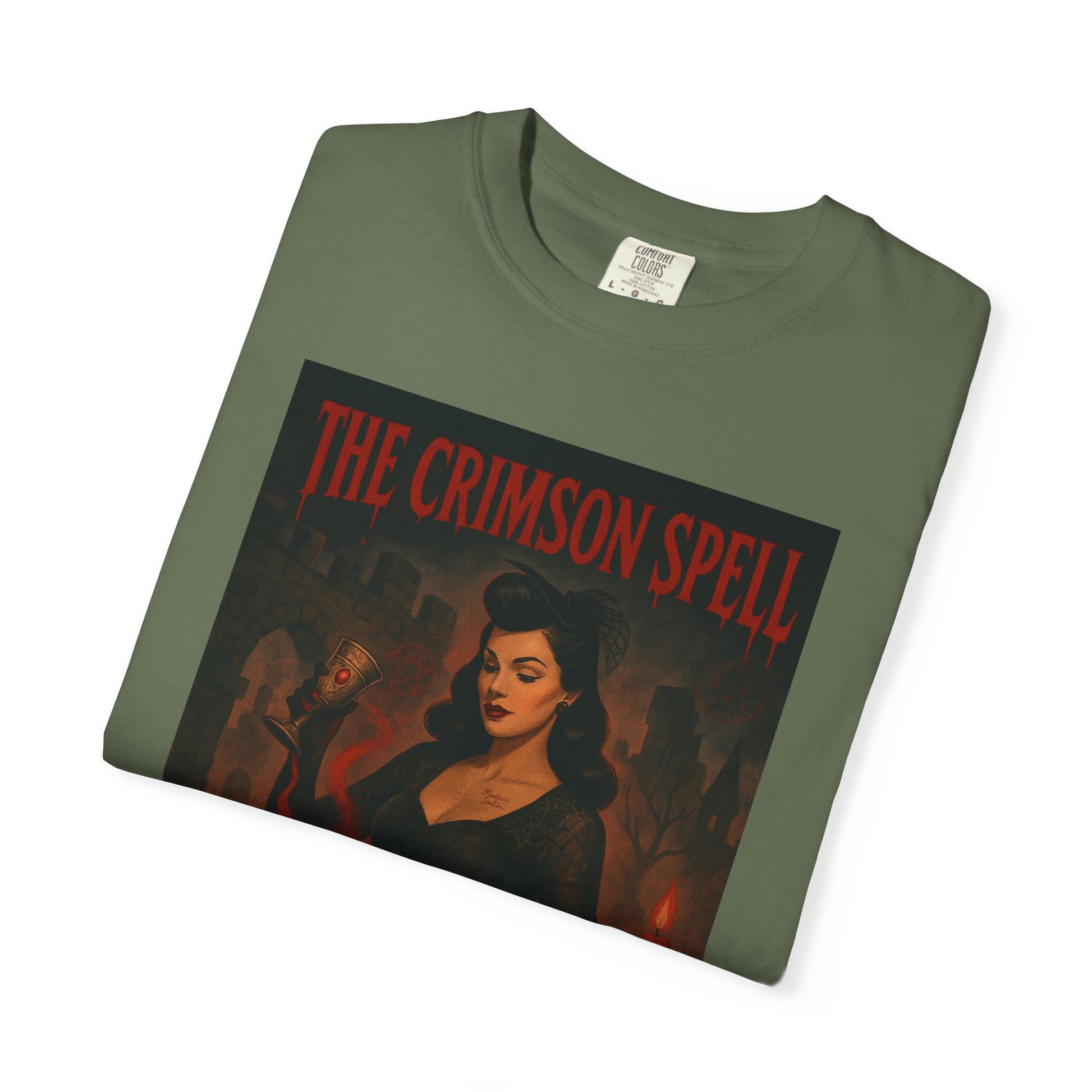 The Crimson Spell Halloween Unisex T-Shirt – Retro Witch Graphic Tee, Vintage Horror Spooky Top,  Scary Season Shirt - Madame Soulière