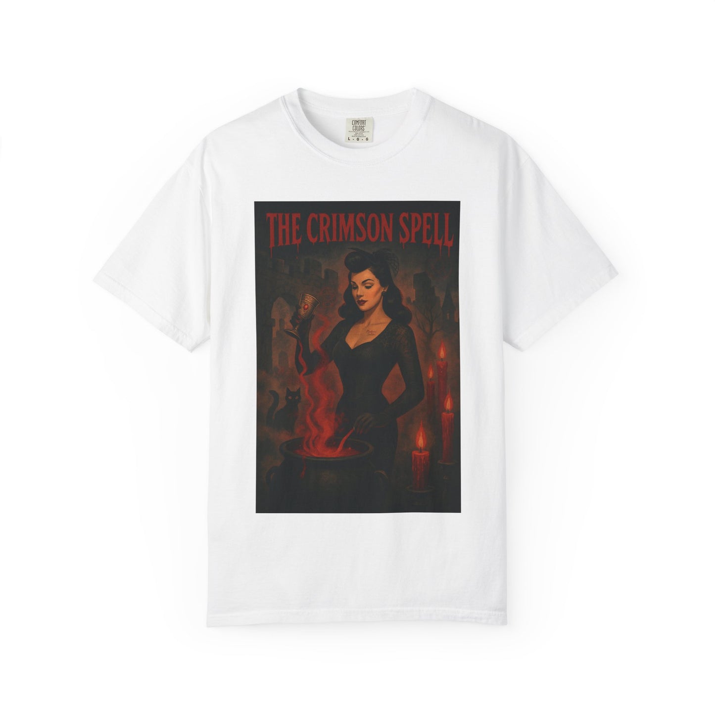 The Crimson Spell Halloween Unisex T-Shirt – Retro Witch Graphic Tee, Vintage Horror Spooky Top,  Scary Season Shirt - Madame Soulière