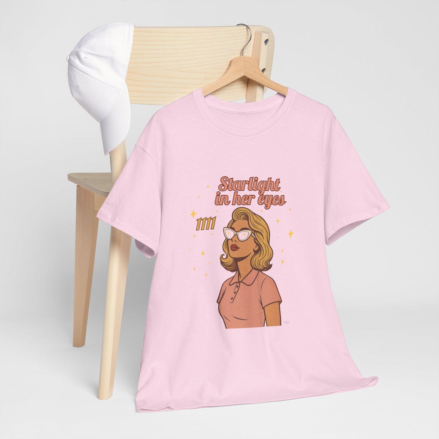 Starlight in Her Eyes – 1111 Angel Number Retro T-Shirt | Unisex Spiritual Vintage Tee - Madame Soulière