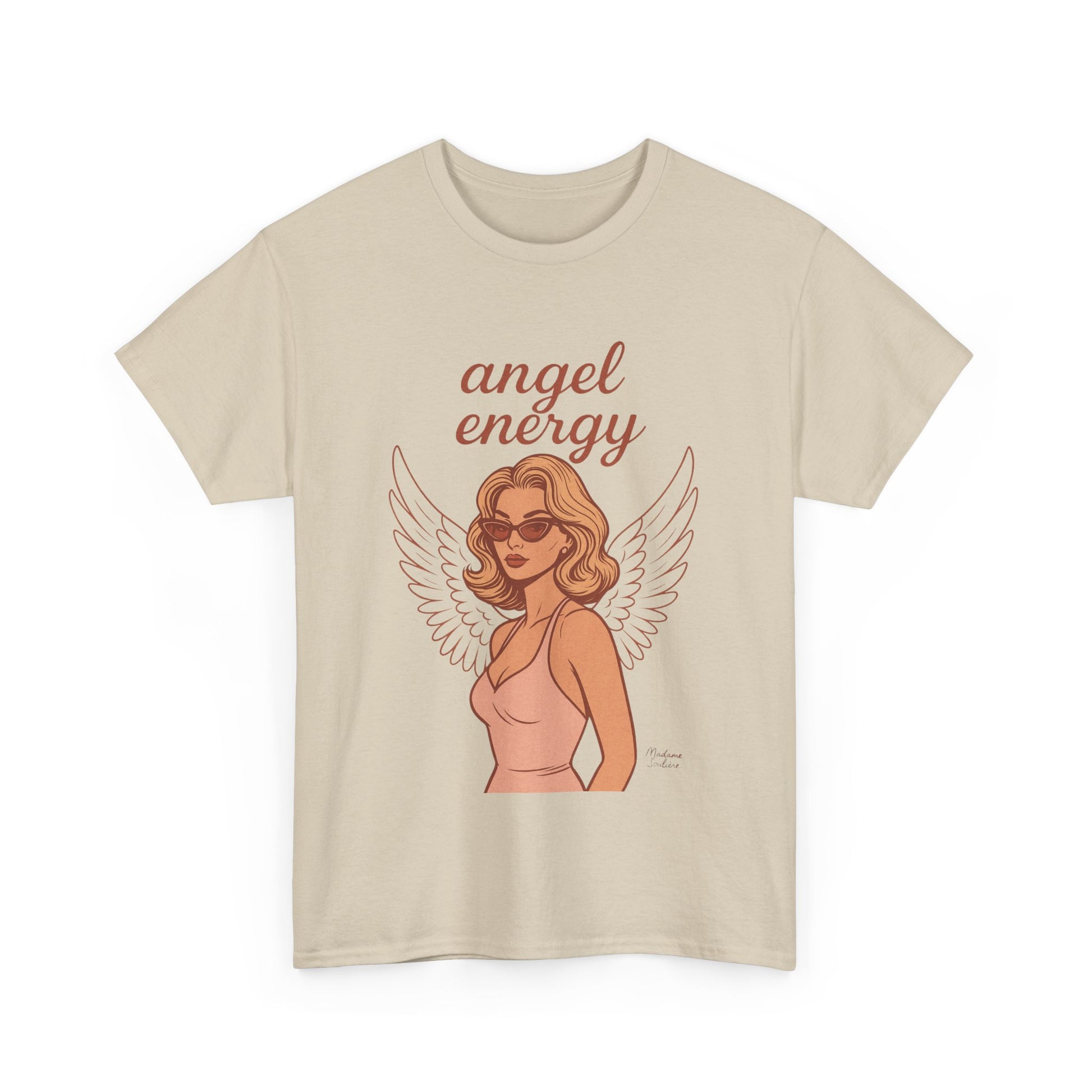 Angel Energy Unisex T-Shirt – Vintage Retro Graphic Tee, Spiritual Pin Up Shirt, Feminine Aesthetic Empowerment Top - Madame Soulière
