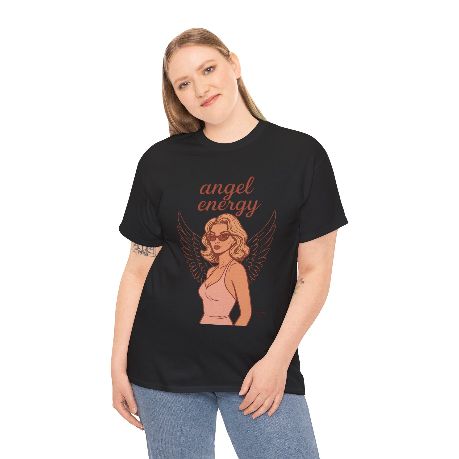 Angel Energy Unisex T-Shirt – Vintage Retro Graphic Tee, Spiritual Pin Up Shirt, Feminine Aesthetic Empowerment Top - Madame Soulière