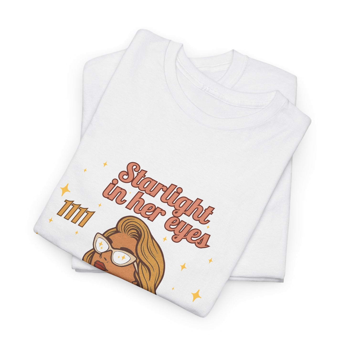 Starlight in Her Eyes – 1111 Angel Number Retro T-Shirt | Unisex Spiritual Vintage Tee - Madame Soulière