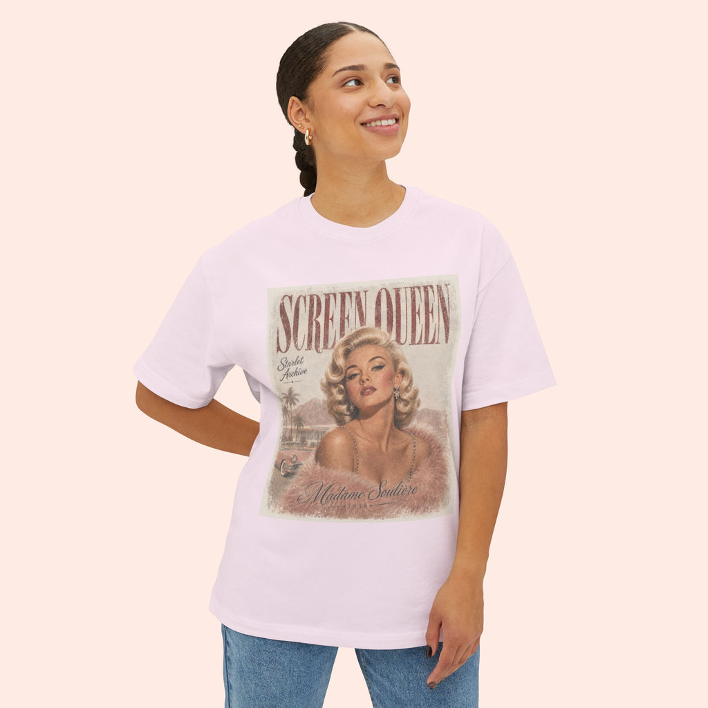 Screen Queen Long Boxy Shirt – Vintage 1950s Palm Springs Graphic Tee
