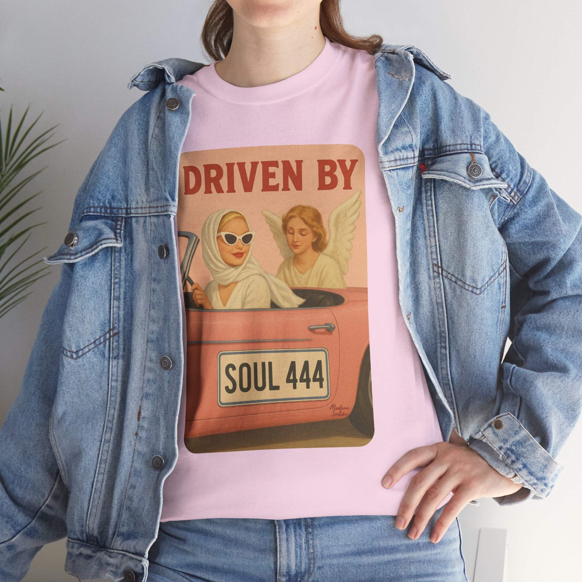Driven by Soul 444 – Angel Number Retro Graphic Tee | Unisex Vintage Empowerment Shirt - Madame Soulière