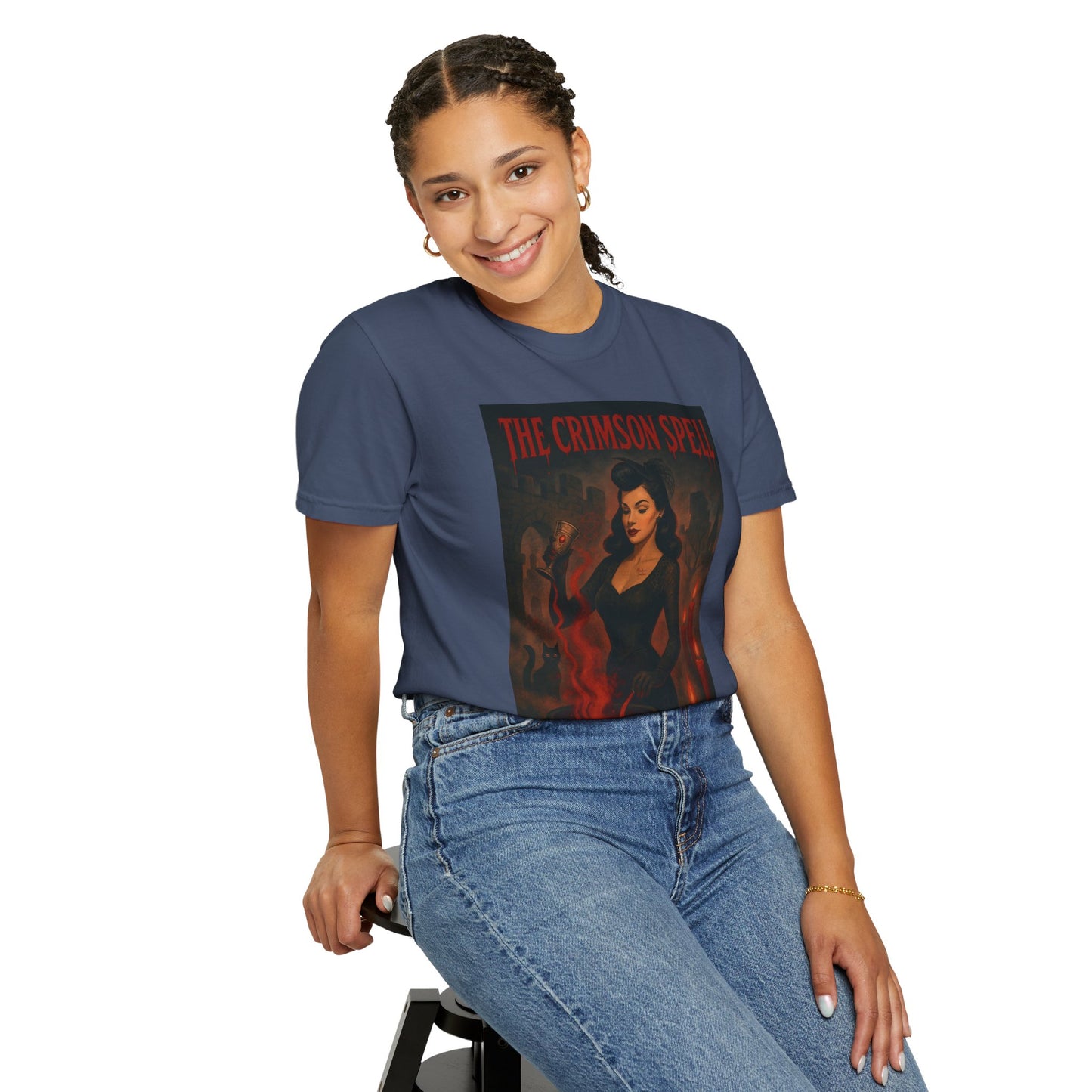 The Crimson Spell Halloween Unisex T-Shirt – Retro Witch Graphic Tee, Vintage Horror Spooky Top,  Scary Season Shirt - Madame Soulière