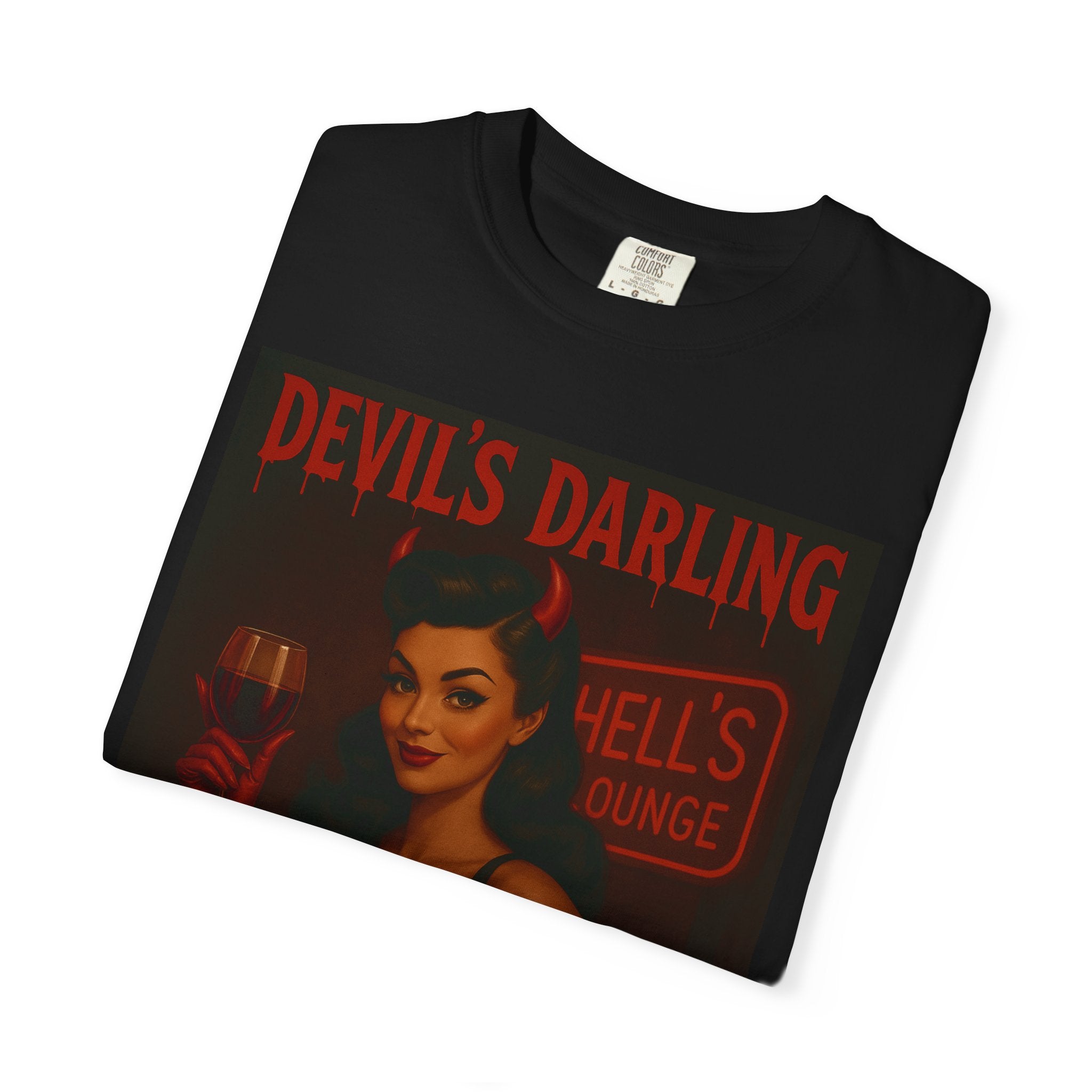 Devil’s Darling – Retro Pin-Up Devil Unisex T-Shirt
