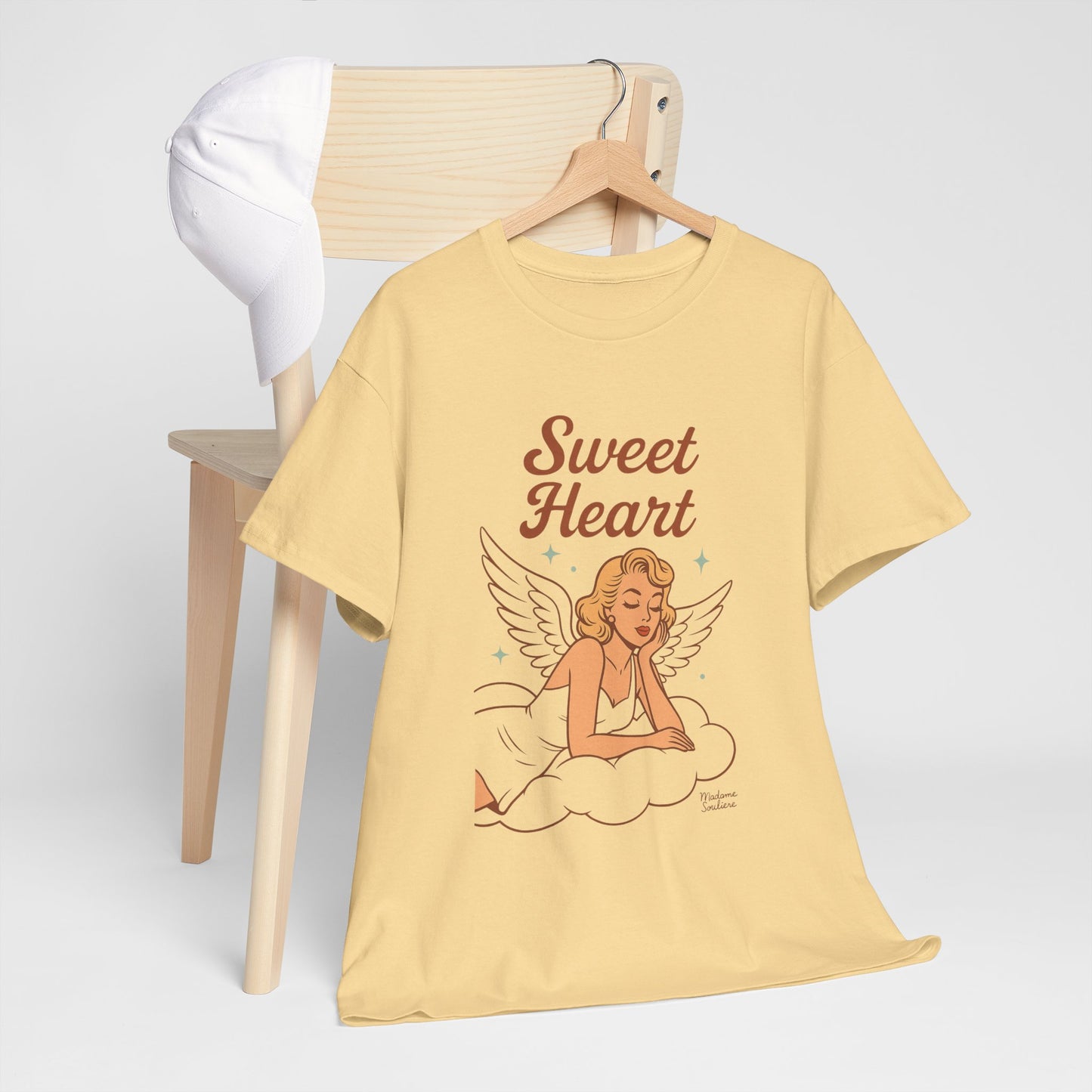 Sweet Heart Unisex T-Shirt – Retro Angel Graphic Tee, Vintage Pin Up Inspired Top, Feminine Heaven Sent Shirt - Madame Soulière