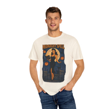 Midnight Spell Halloween Unisex T-Shirt – Retro Witch Graphic Tee, Vintage Spooky Horror Top, Scary Season Shirt - Madame Soulière