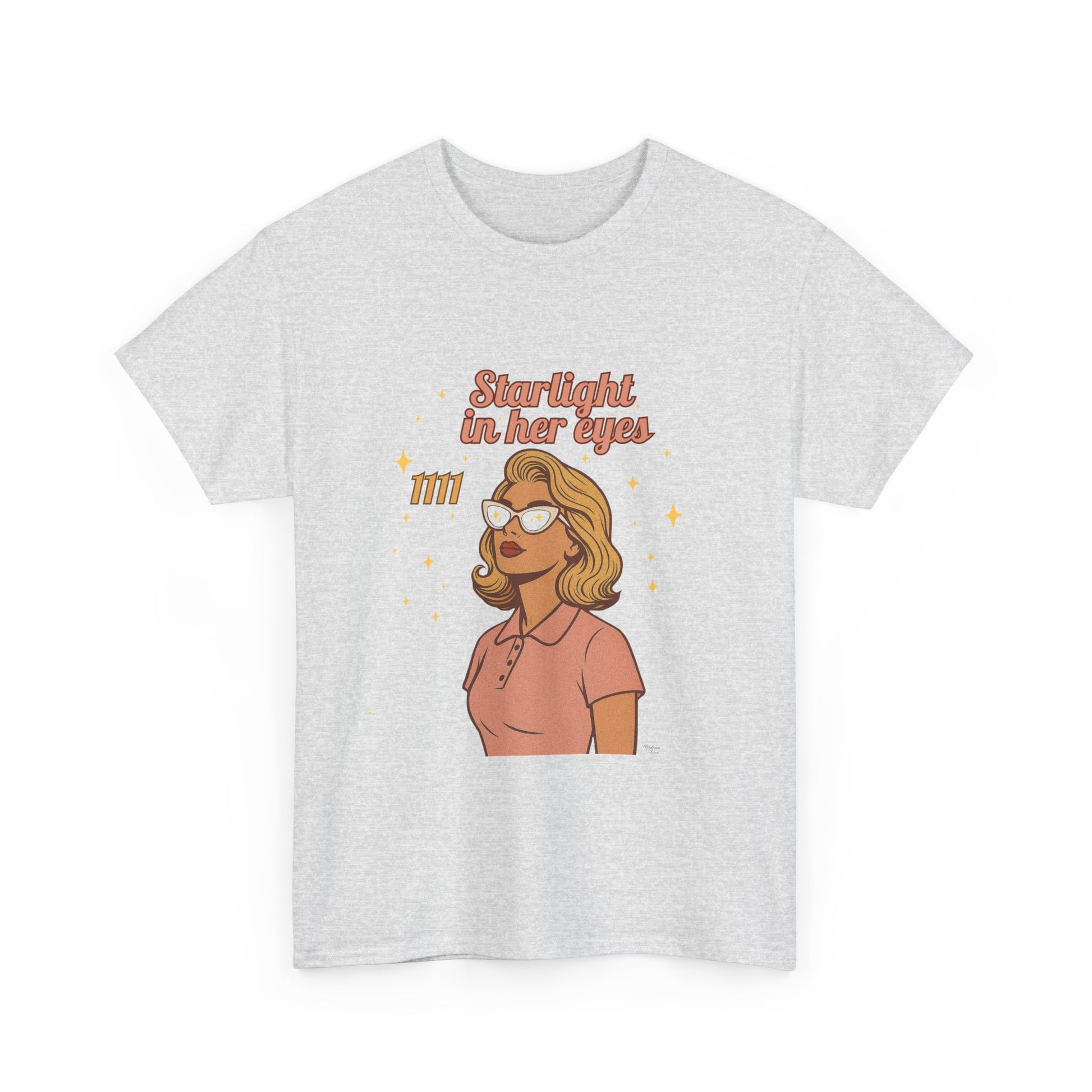 Starlight in Her Eyes – 1111 Angel Number Retro T-Shirt | Unisex Spiritual Vintage Tee - Madame Soulière