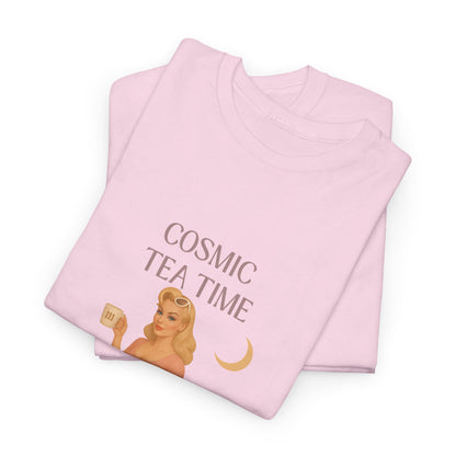 Cosmic Tea Time 111 Unisex T-Shirt – Retro Vintage Graphic Tee, Angel Number Shirt, Spiritual Pin Up Top, Unisex Cosmic Vibes Tee - Madame Soulière