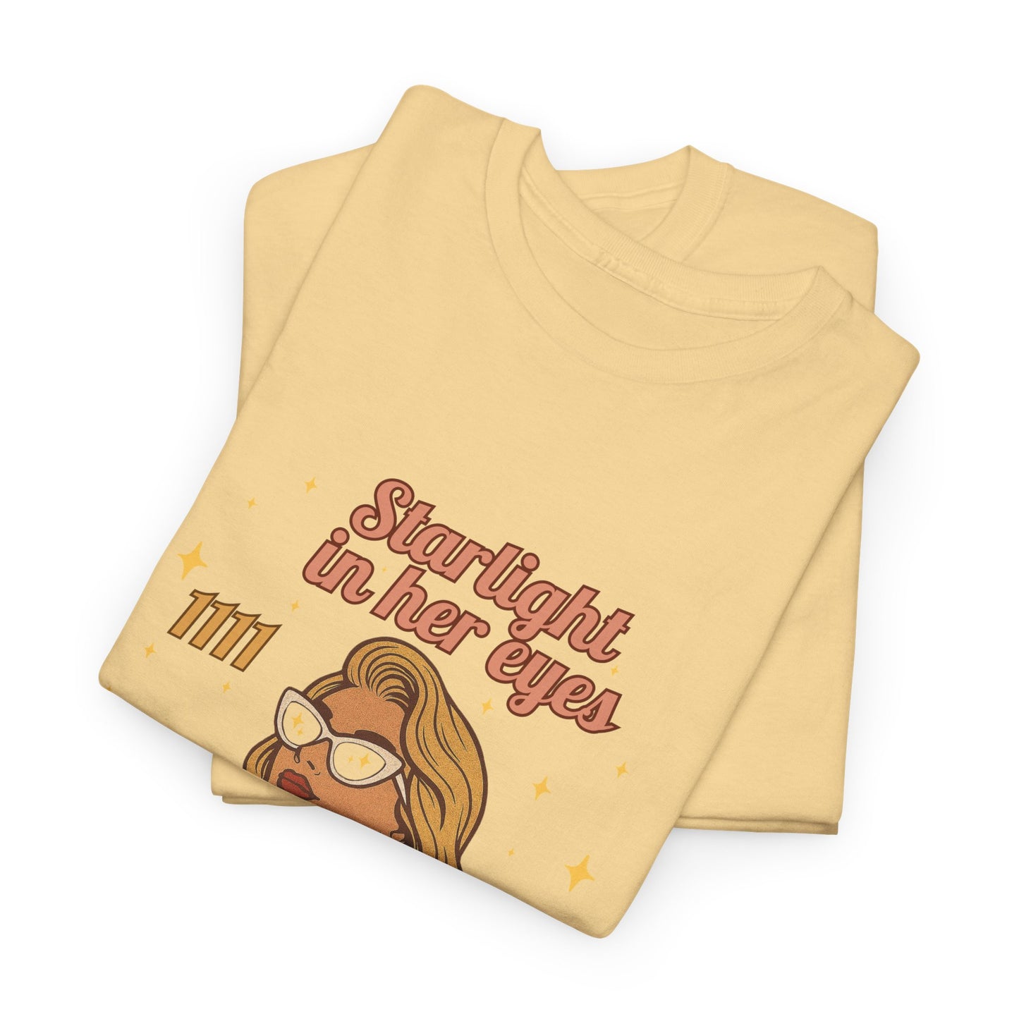 Starlight in Her Eyes – 1111 Angel Number Retro T-Shirt | Unisex Spiritual Vintage Tee - Madame Soulière