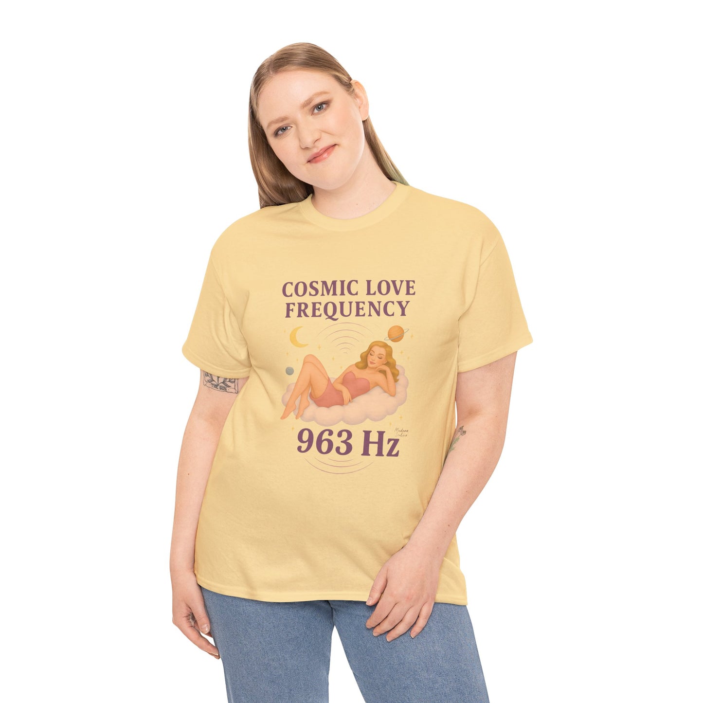 Cosmic Love Frequency 963 Hz Unisex T-Shirt – Retro Vintage Spiritual Graphic Tee, Angel Number Vibes, Feminine Pin Up Inspired Top - Madame Soulière