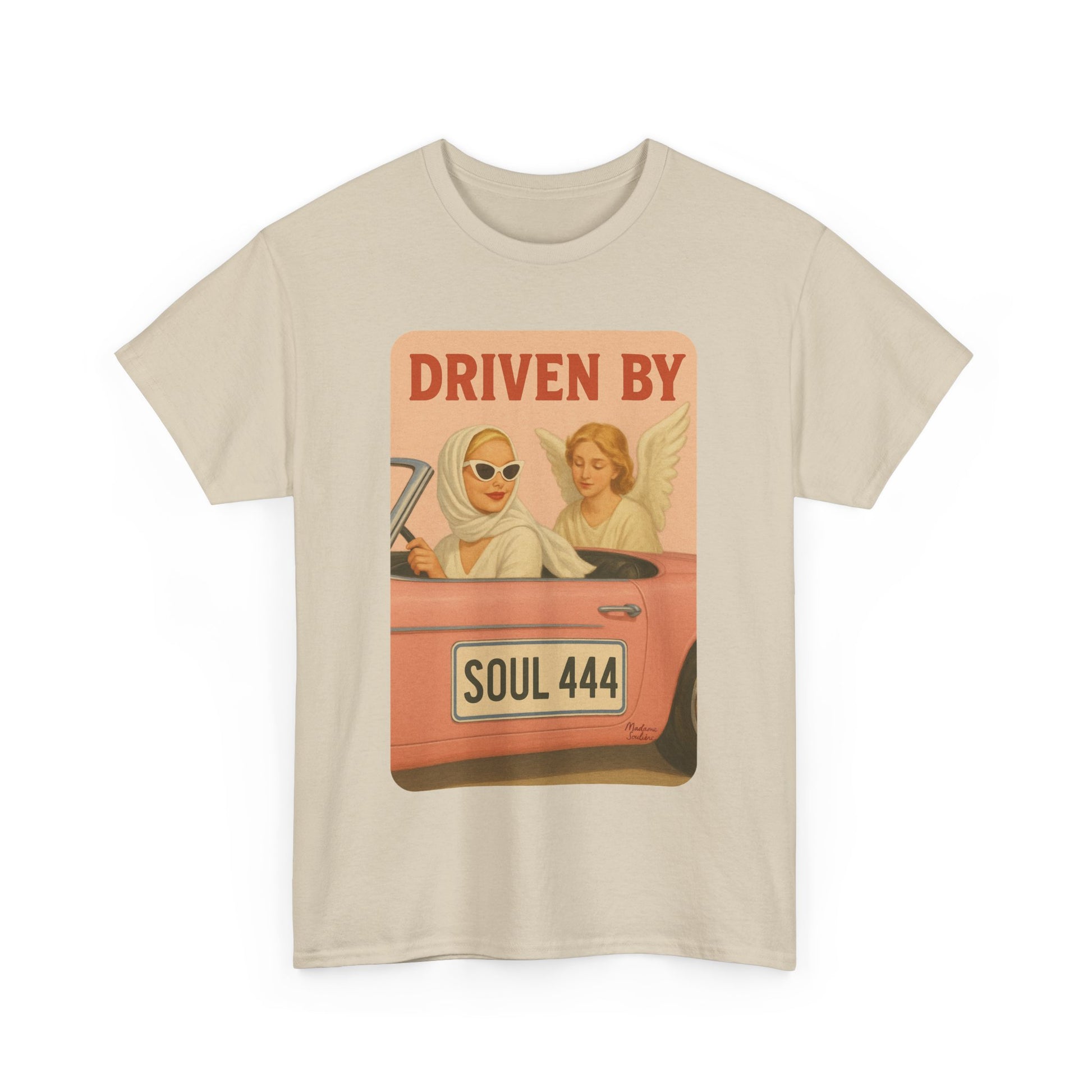 Driven by Soul 444 – Angel Number Retro Graphic Tee | Unisex Vintage Empowerment Shirt - Madame Soulière