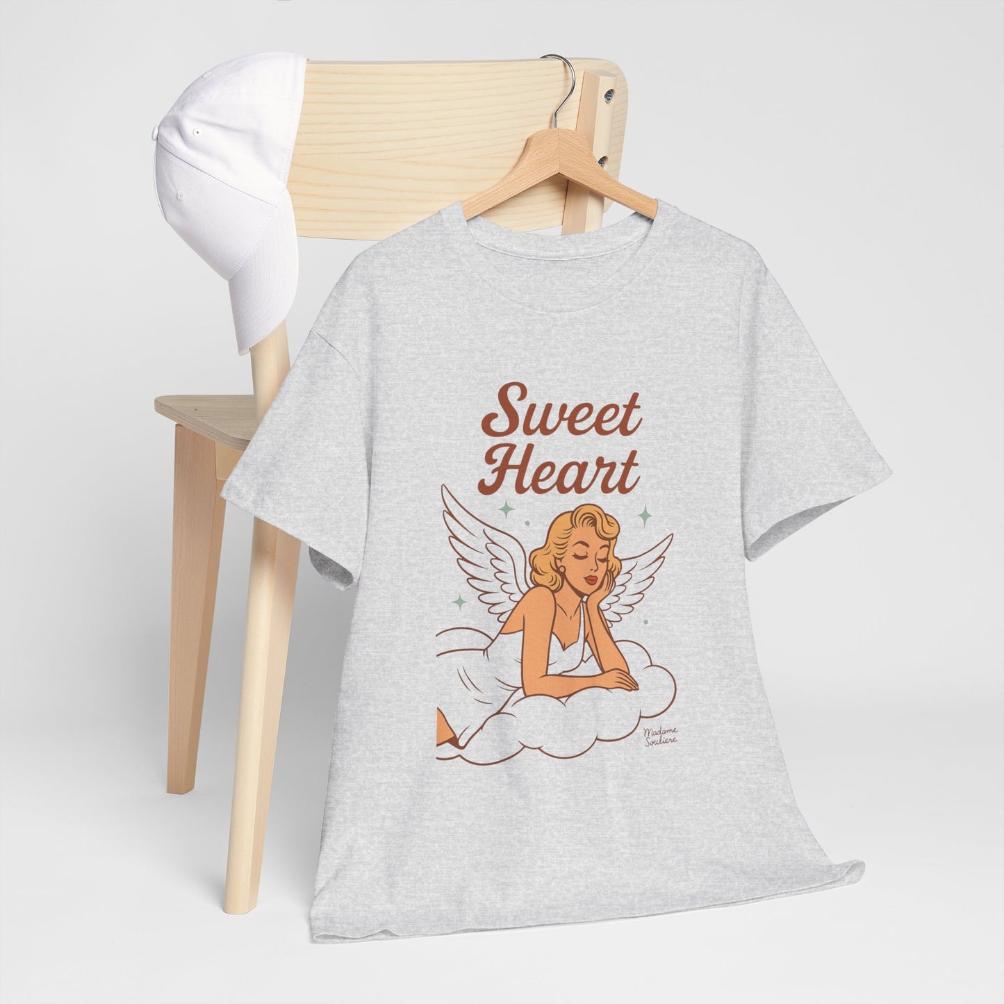Sweet Heart Unisex T-Shirt – Retro Angel Graphic Tee, Vintage Pin Up Inspired Top, Feminine Heaven Sent Shirt - Madame Soulière