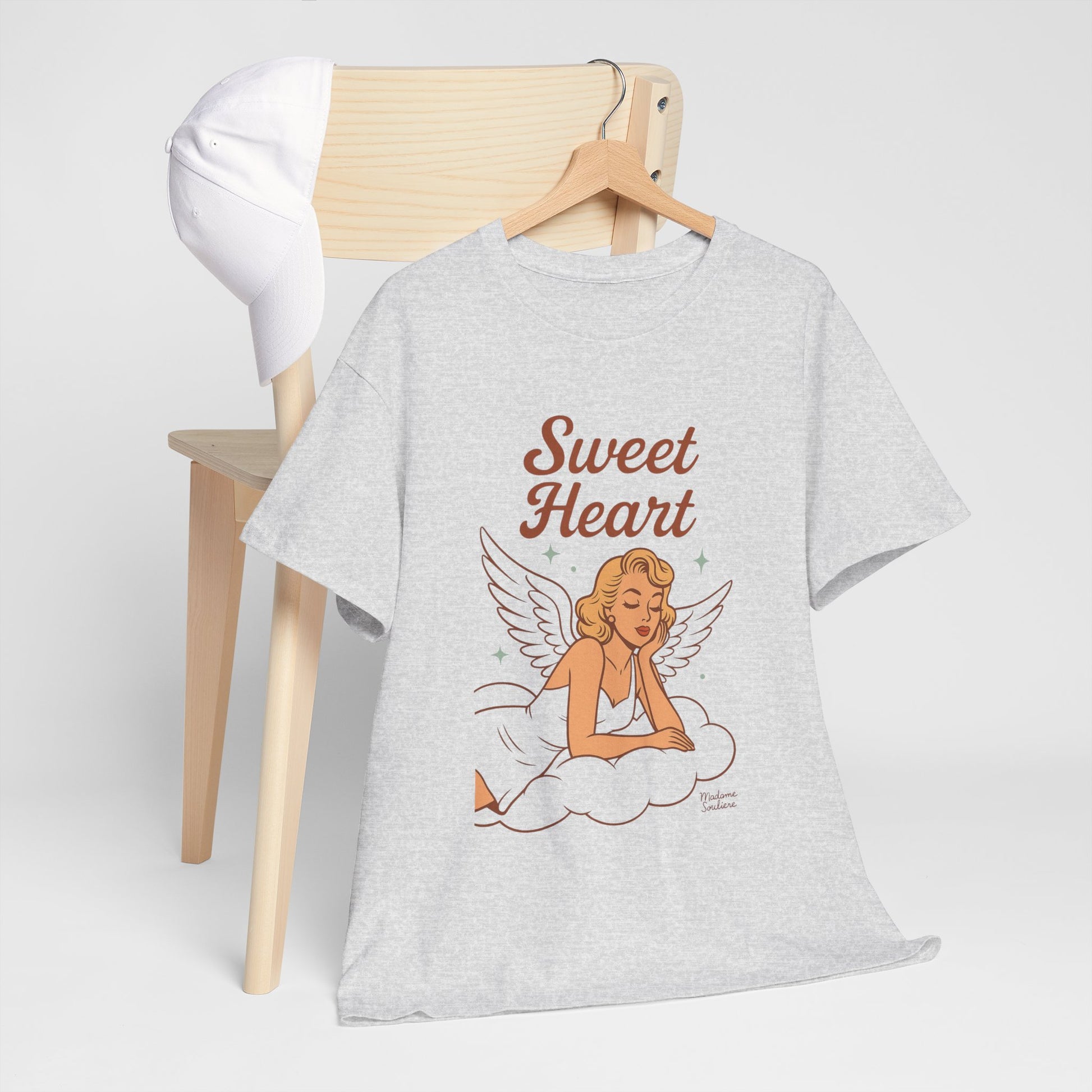 Sweet Heart Unisex T-Shirt – Retro Angel Graphic Tee, Vintage Pin Up Inspired Top, Feminine Heaven Sent Shirt - Madame Soulière
