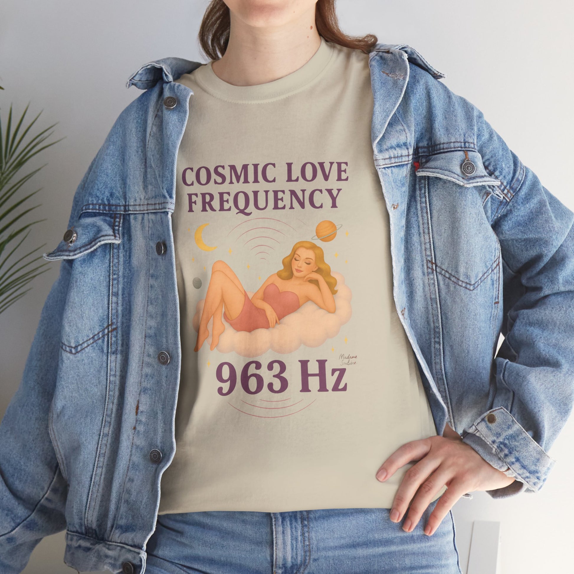 Cosmic Love Frequency 963 Hz Unisex T-Shirt – Retro Vintage Spiritual Graphic Tee, Angel Number Vibes, Feminine Pin Up Inspired Top - Madame Soulière