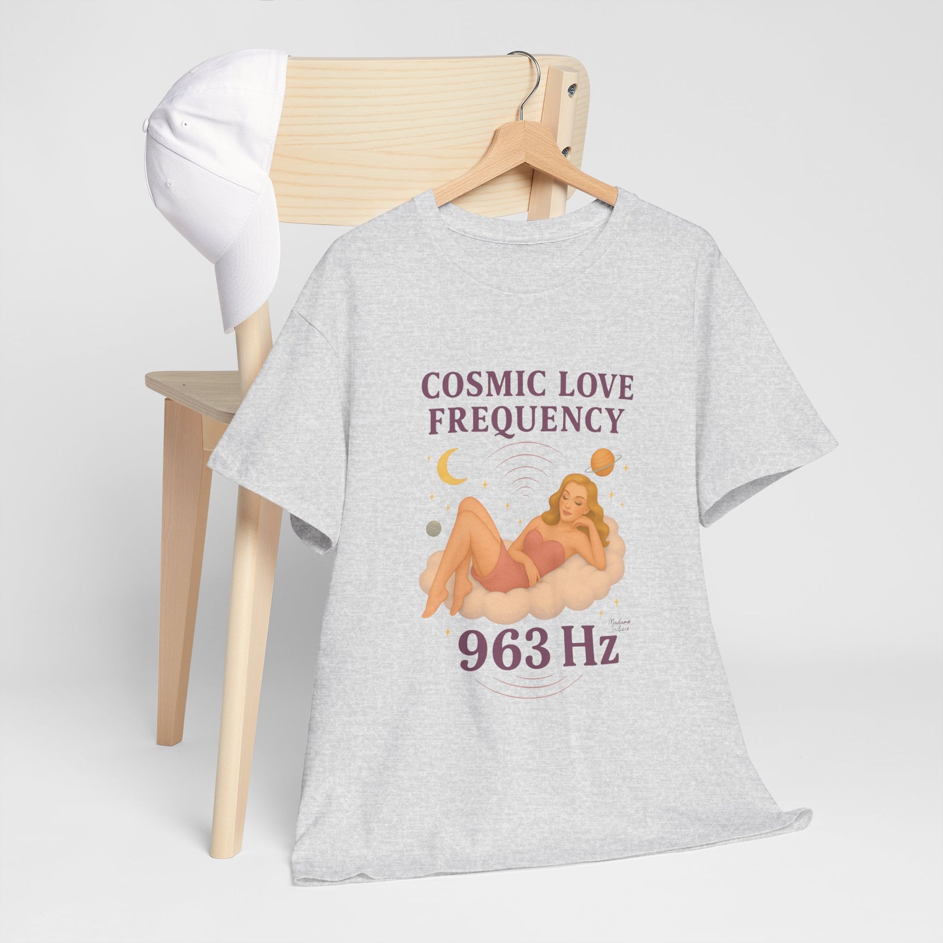 Cosmic Love Frequency 963 Hz Unisex T-Shirt – Retro Vintage Spiritual Graphic Tee, Angel Number Vibes, Feminine Pin Up Inspired Top - Madame Soulière