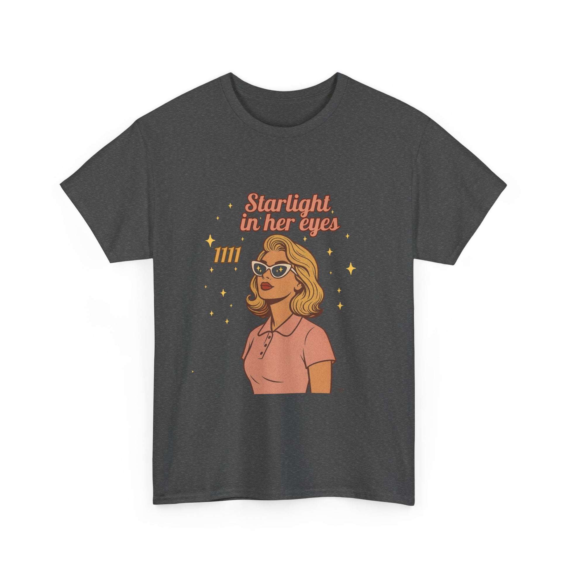 Starlight in Her Eyes – 1111 Angel Number Retro T-Shirt | Unisex Spiritual Vintage Tee - Madame Soulière