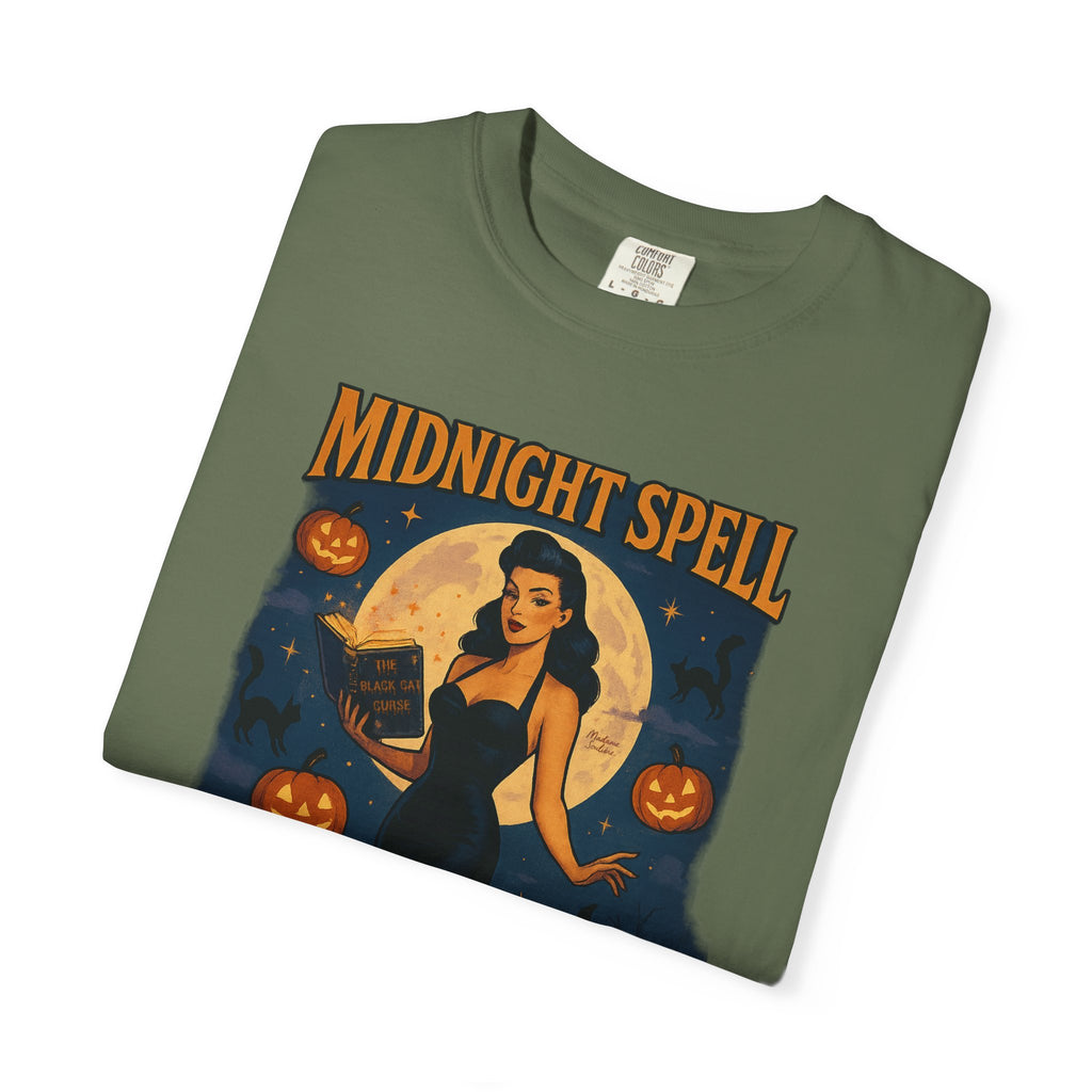 Midnight Spell – Retro Pin-Up Witch Unisex Halloween T-Shirt