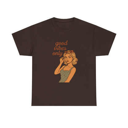 Retro Graphic Unisex T-Shirt – Good Vibes Only Vintage Pin Up Tee, 50s Inspired Feminine Empowerment Top, Spiritual Positive Energy Shirt - Madame Soulière